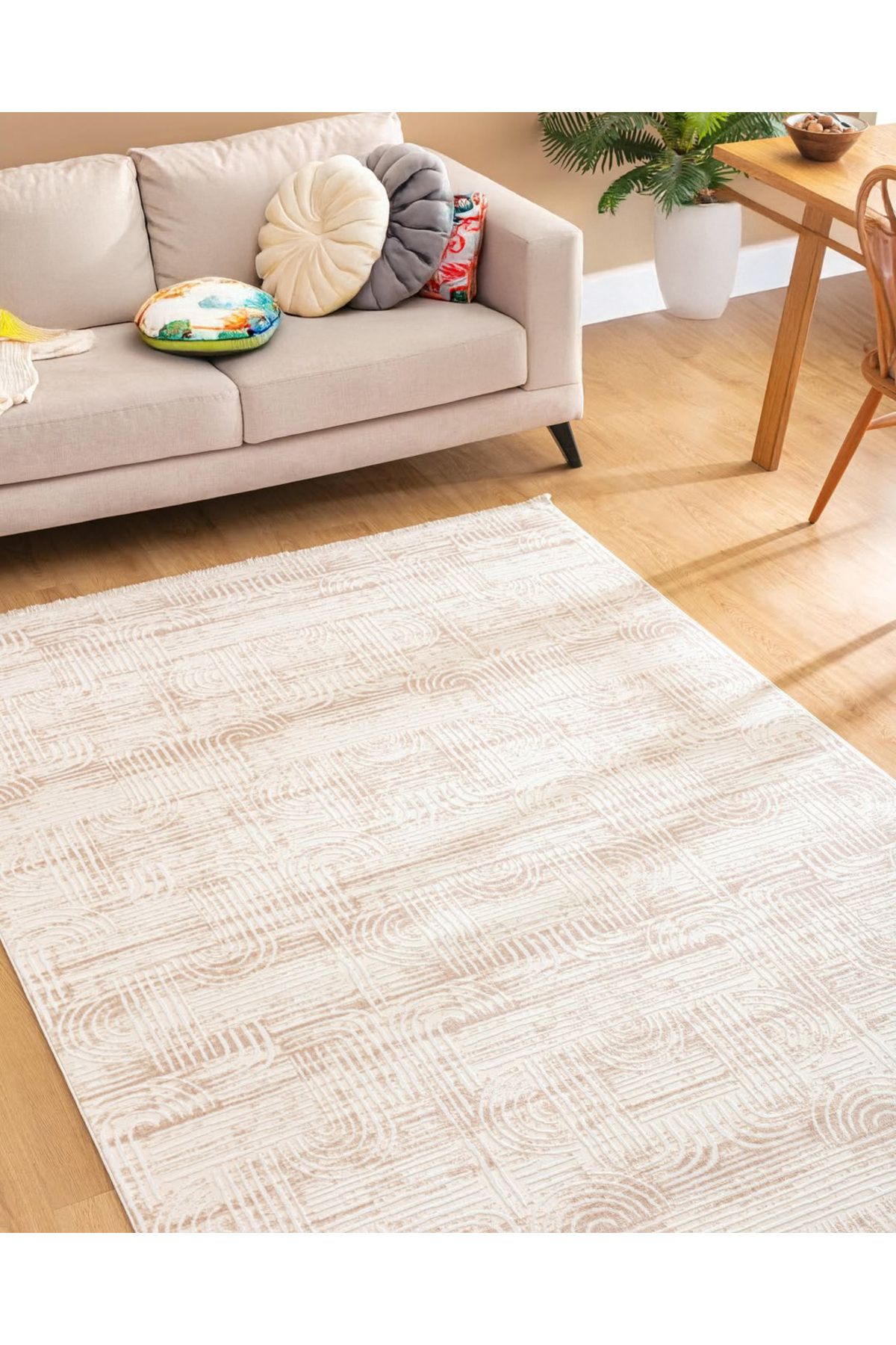 Trend Home LARA Kaymaz Taban Makinede Yıkanabilir Şık Desenli Salon Halı