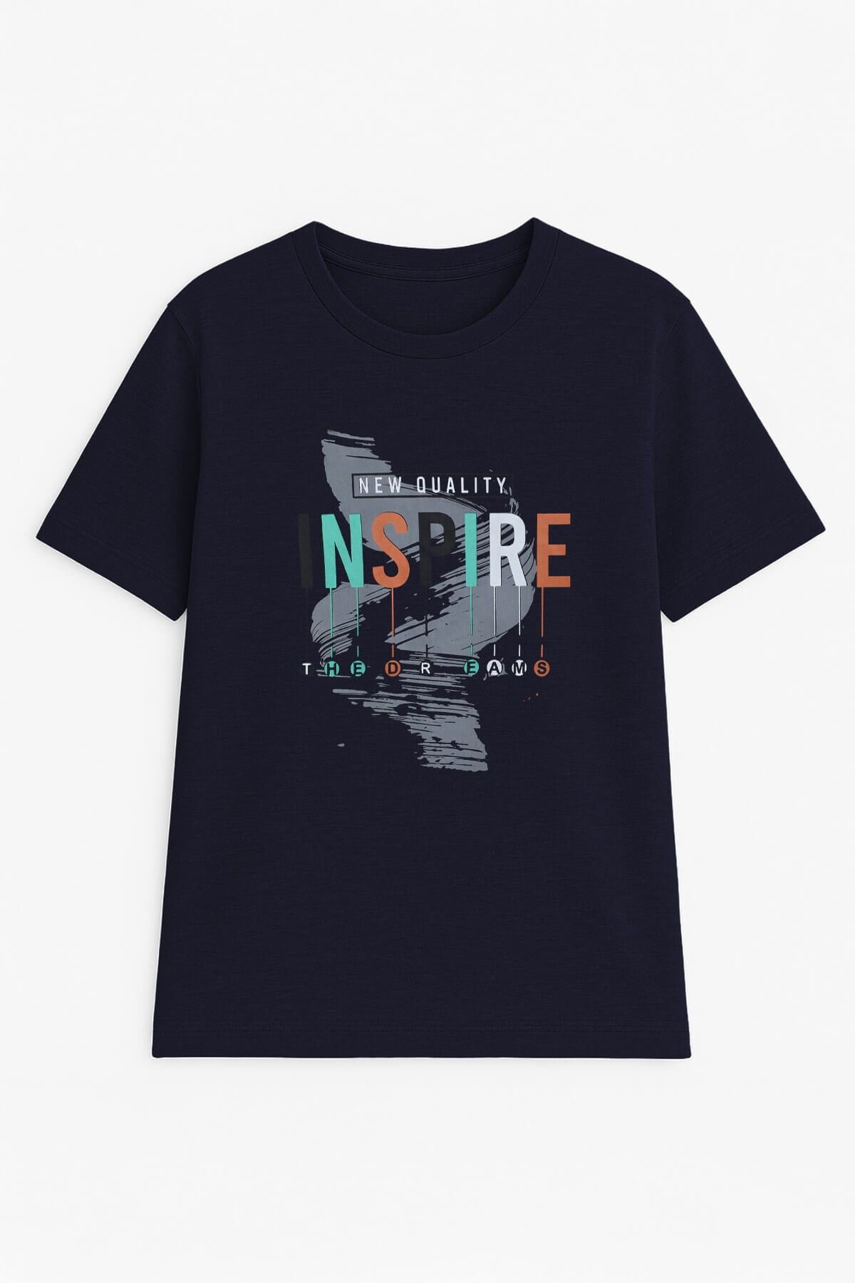 MARKAPIA Erkek %100 Pamuk Bisiklet Yaka Yazı Baskılı T-shirt