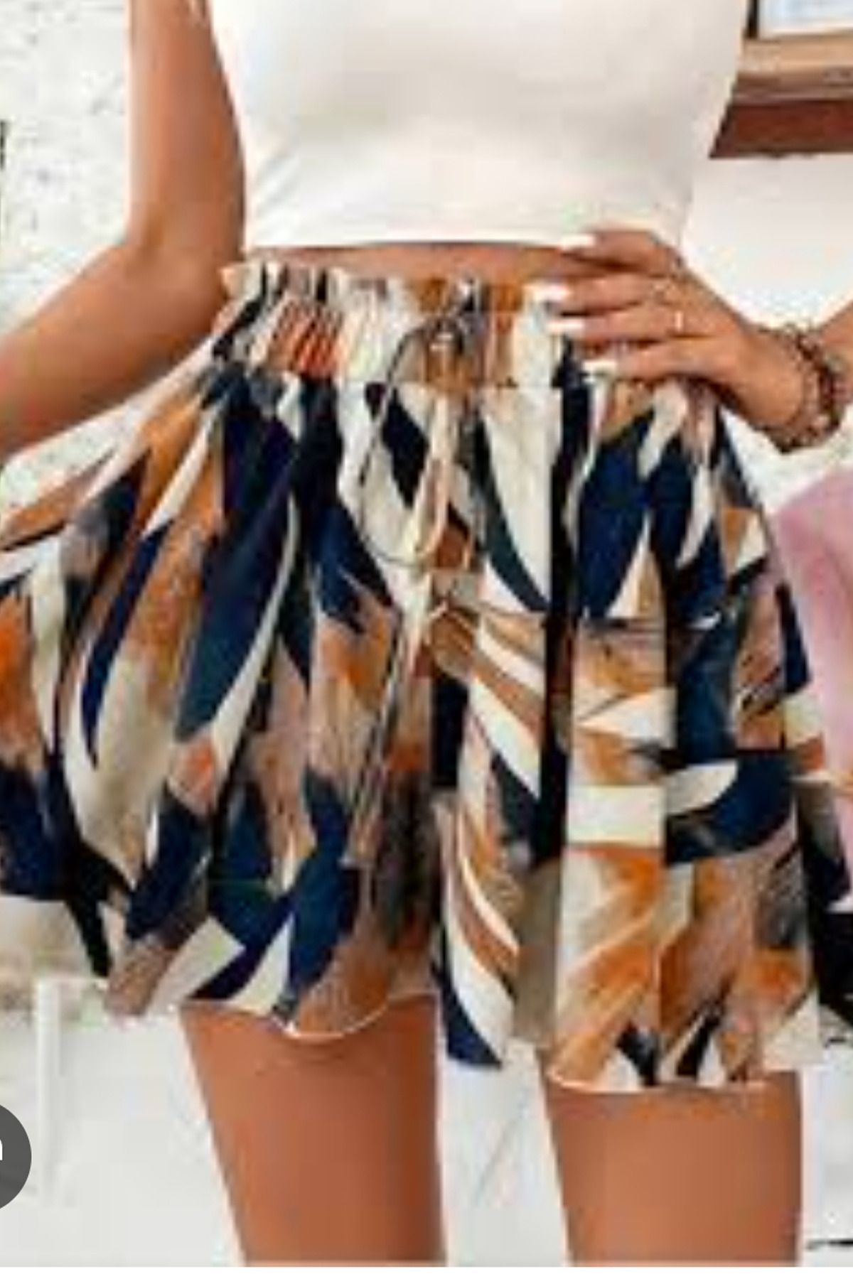 ESSFASIHON Beli Lastikli Salaş Bol Paça Short