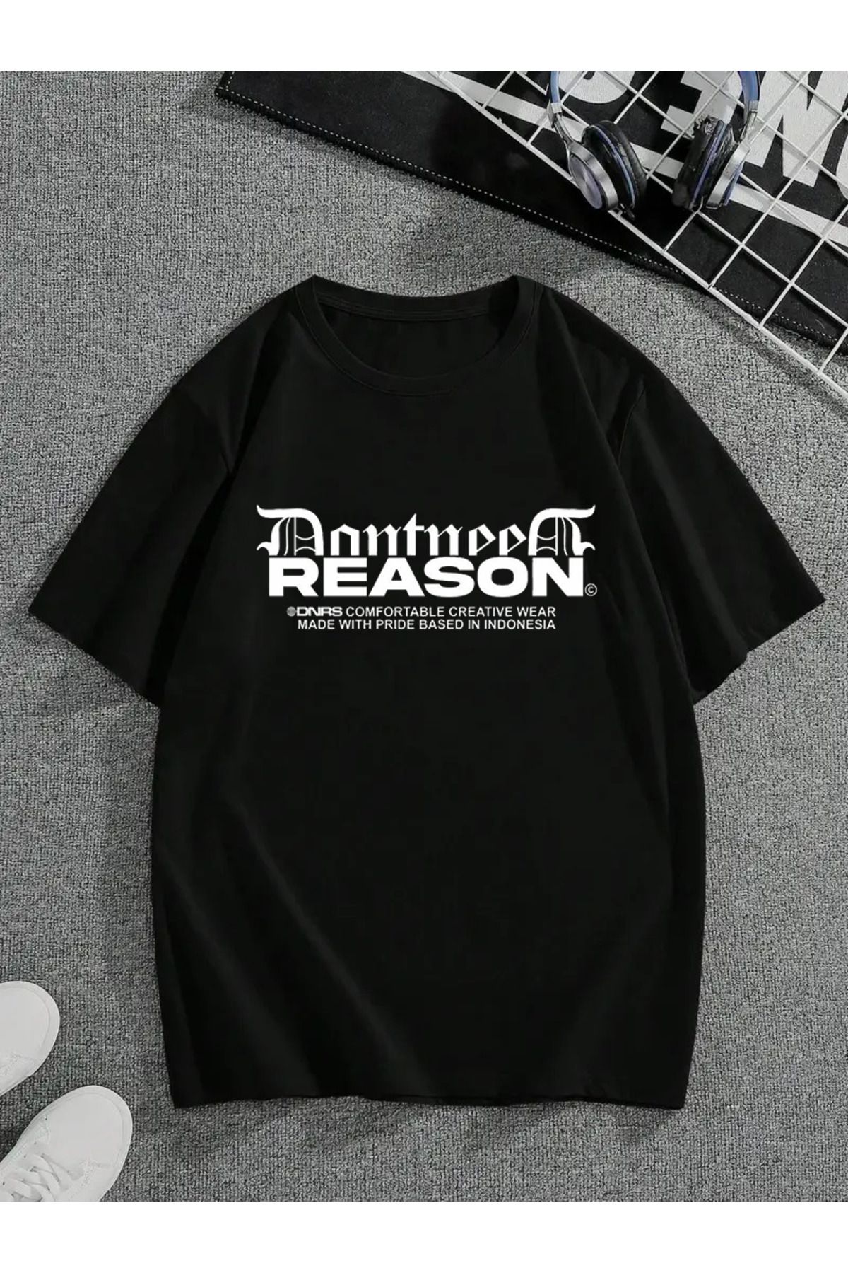 MODA Unisex Oversize Kalıp Reason Baskılı T-Shirt