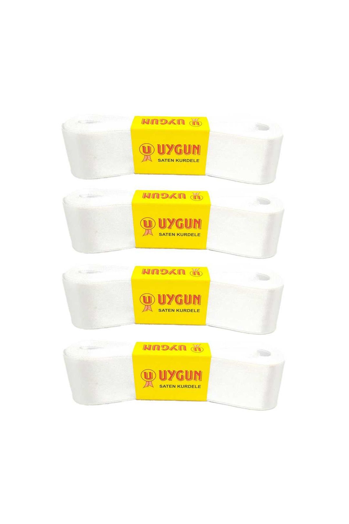 Uygun SATEN KURDELE 38 MM 10 MT BEYAZ 4 LÜ PAKET