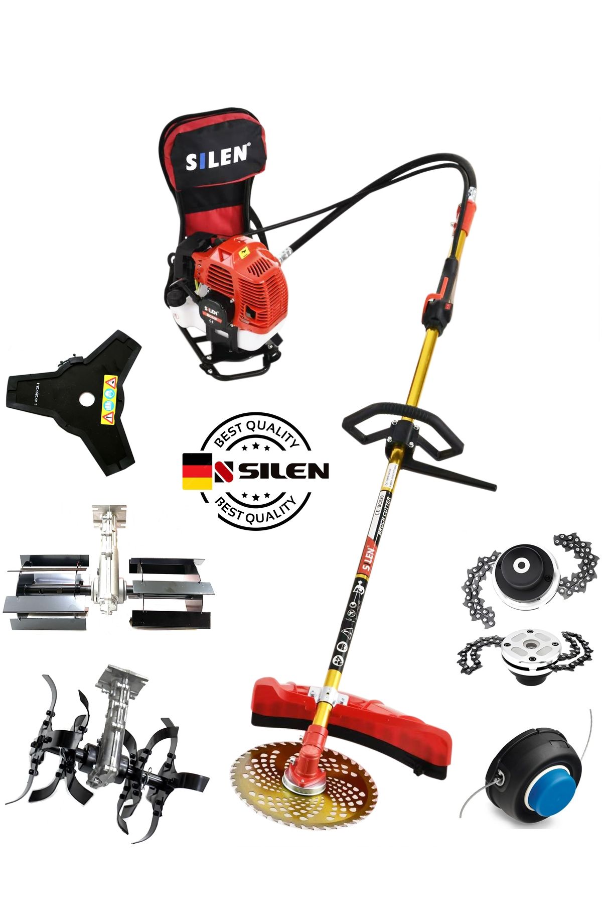 Silen SİLEN TURBO MOTORLU SIRT TIRPAN TOPRAK ÇAPALAMA MAKİNESİ SETİ