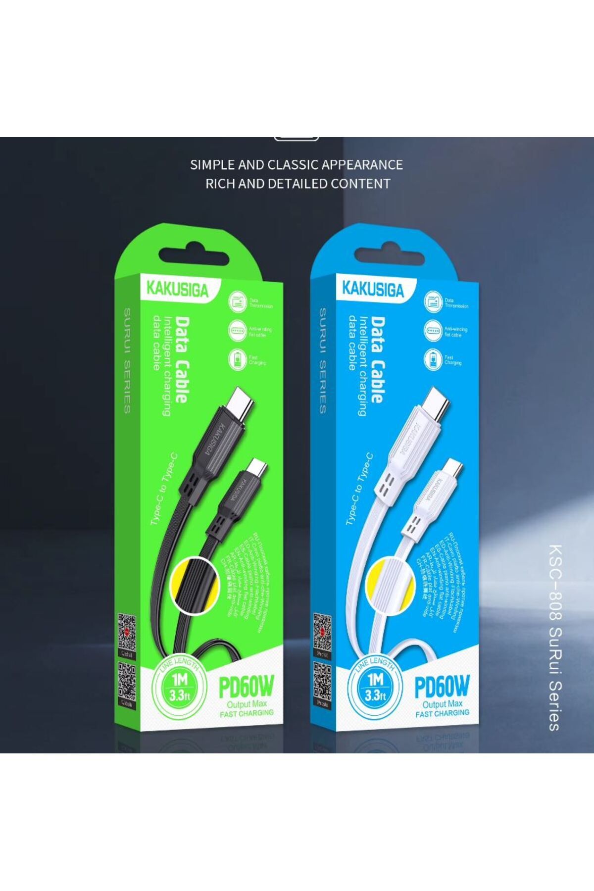 REDz Accessories-Cablu KSC-808, Tip-C la Tip-C, Compatibil cu iPhone 15/16 și Android, Încărcare rapidă 60W, Alb 3