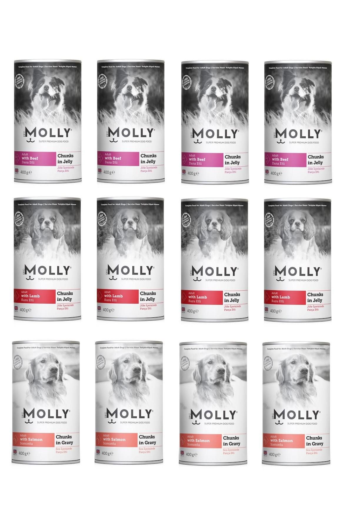 Molly 3 Çeşit Karma Köpek Konservesi 400 Gr X 12 Adet