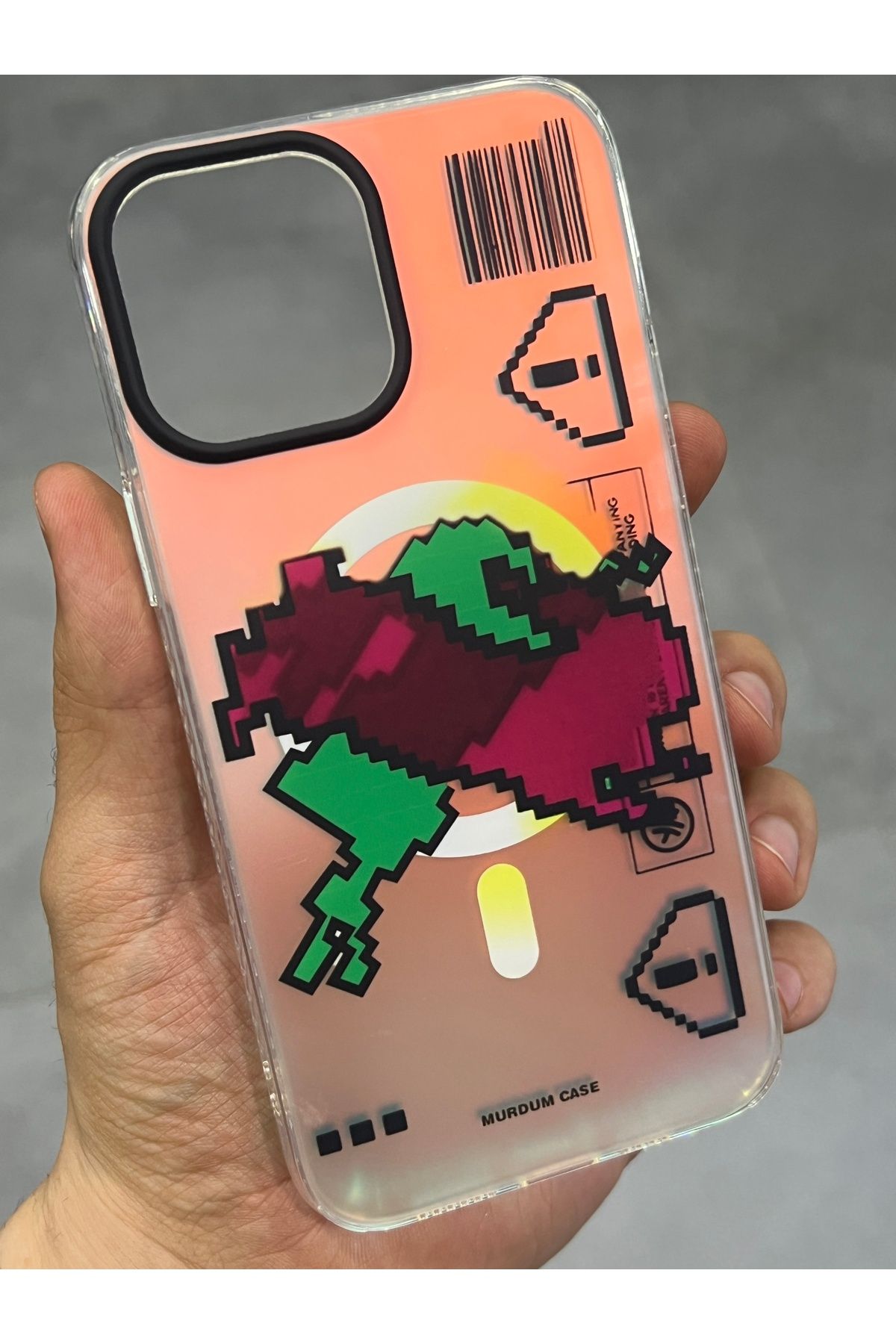 EDELFU iPhone 13 Pro Max için Hologram Magsafe Desenli Koruyucu Dayanıklı Mat Telefon Kılıfı
