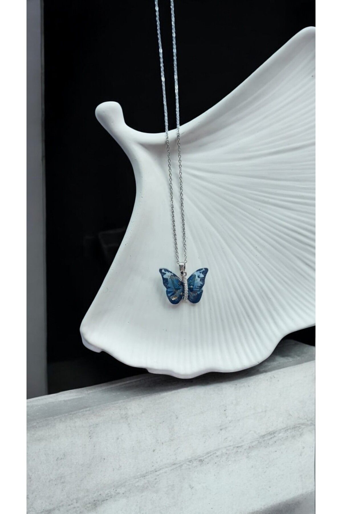 NOVA JEWELLERY Renkli Kelebek Modelli Zirkon Taşlı Paslanmaz Çelik Kolye |STEEL NECKLACE