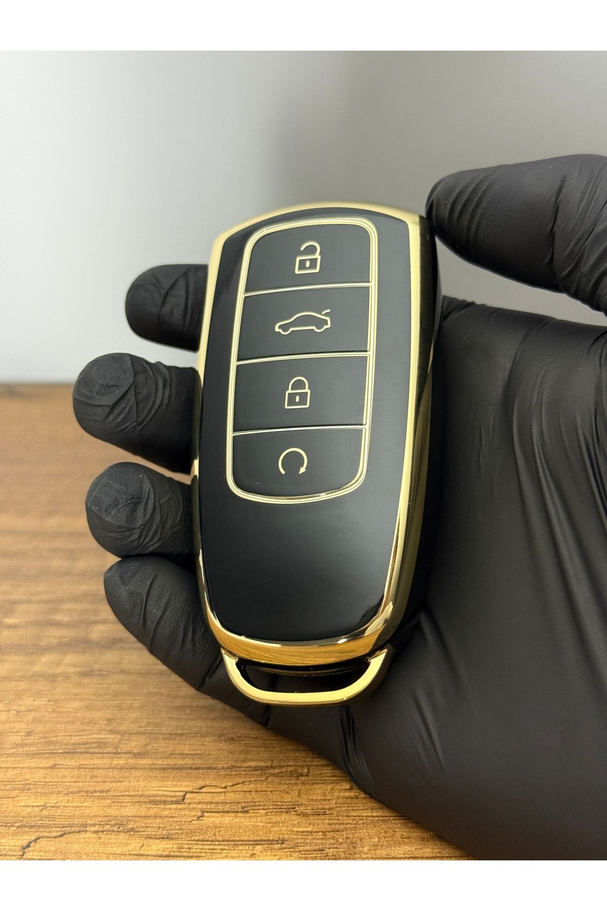 Mavi Keys Chery Tiggo 8 Plus Smart Uyumlu 3 Düğmeli Silikon Anahtar Kumanda Koruma Kılıfı – Siyah Renk