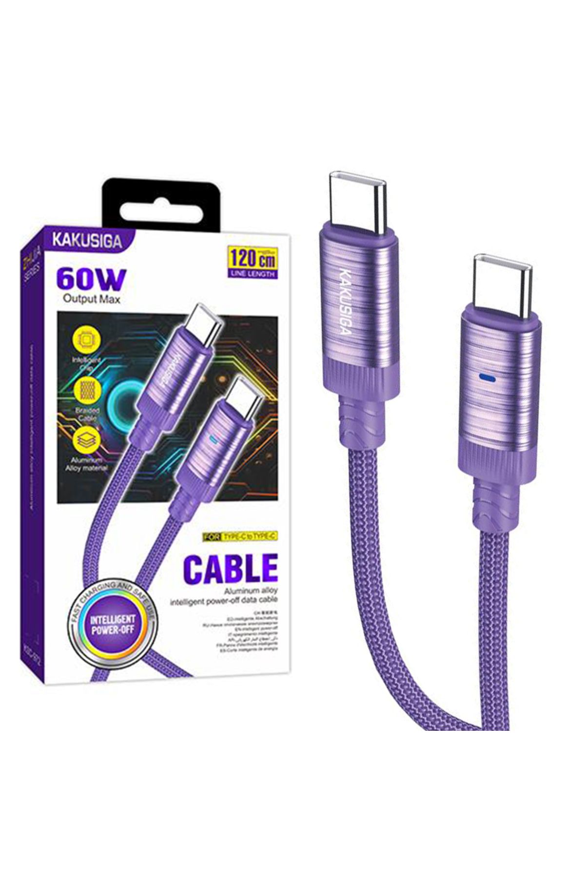 REDz Accessories-Cablu KSC-972, Tip-C la Tip-C, Compatibil cu iPhone 15/16 și Android, Încărcare rapidă 60W, Mov 1
