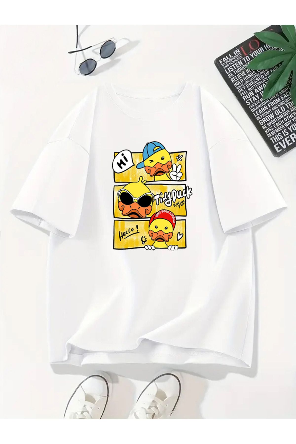 MODA Unisex Oversize Kalıp Duck Baskılı T-Shirt