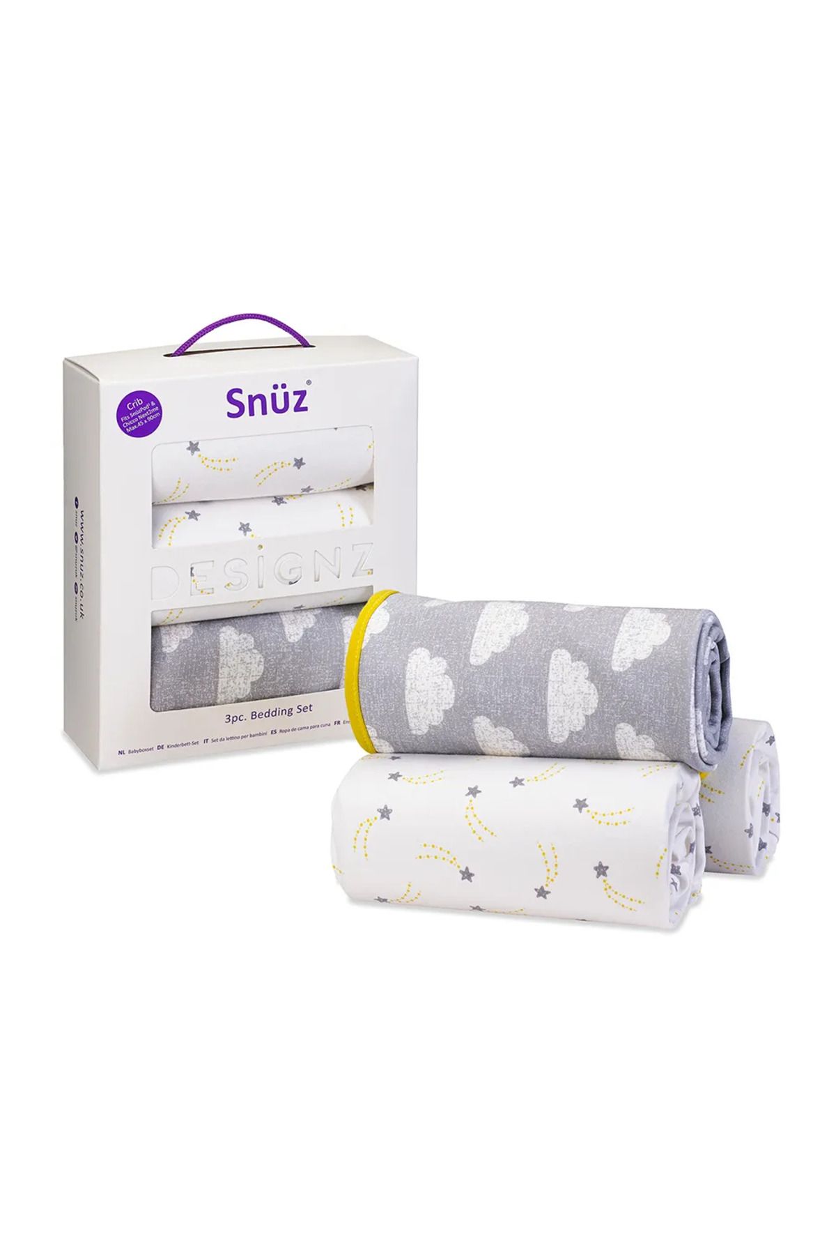 Snüz 3'lü Beşik Nevresim Seti Cloud Nine Pamuk, Çift Taraflı Battaniyeli