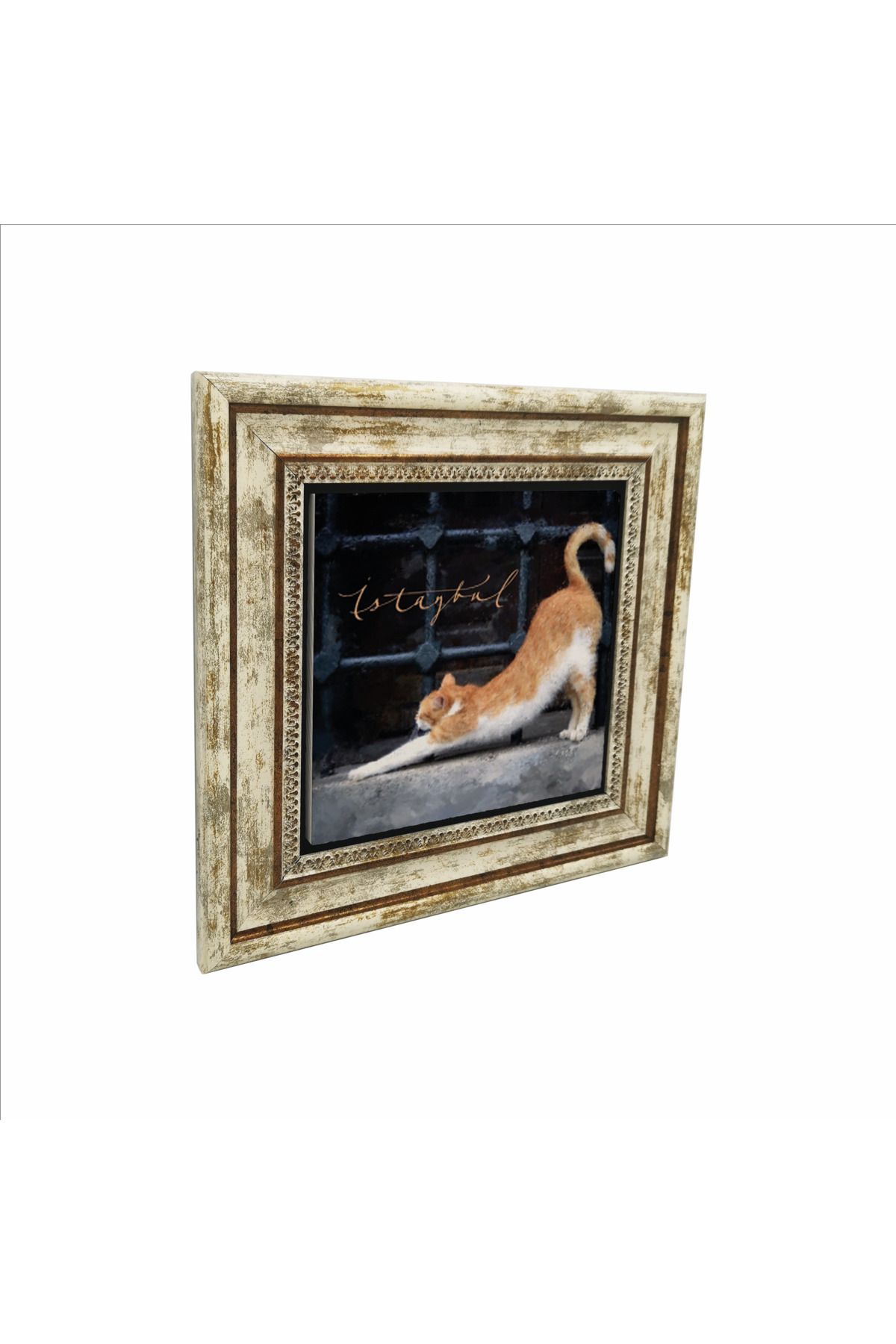 Souvenest İstanbul Kedisi Baskılı Doğaltaş Tablo 25x25 Krt-63
