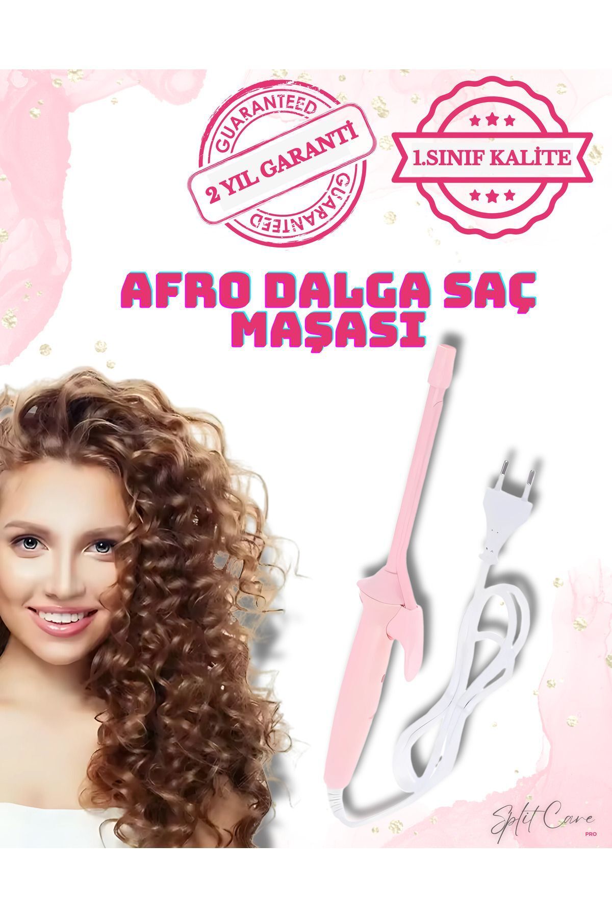 teknotrust Afro Dalga 9 mm Kıvırcık Saç Maşası, 20 Cm Ultra Uzun Başlık, İnce Bukle Saç Maşası