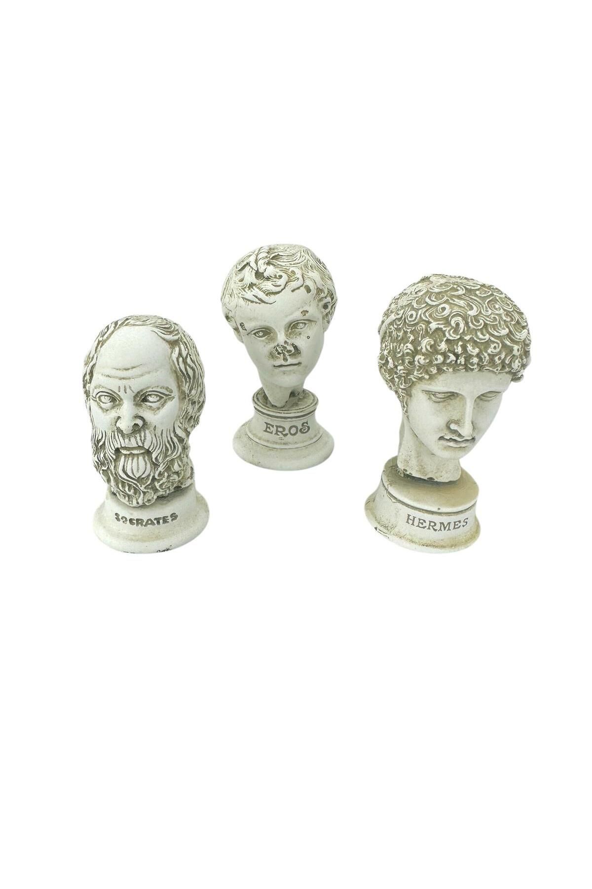 iva art design EROS HRMS SOCRATES 3LÜ POLYESTER HEYKEL SET