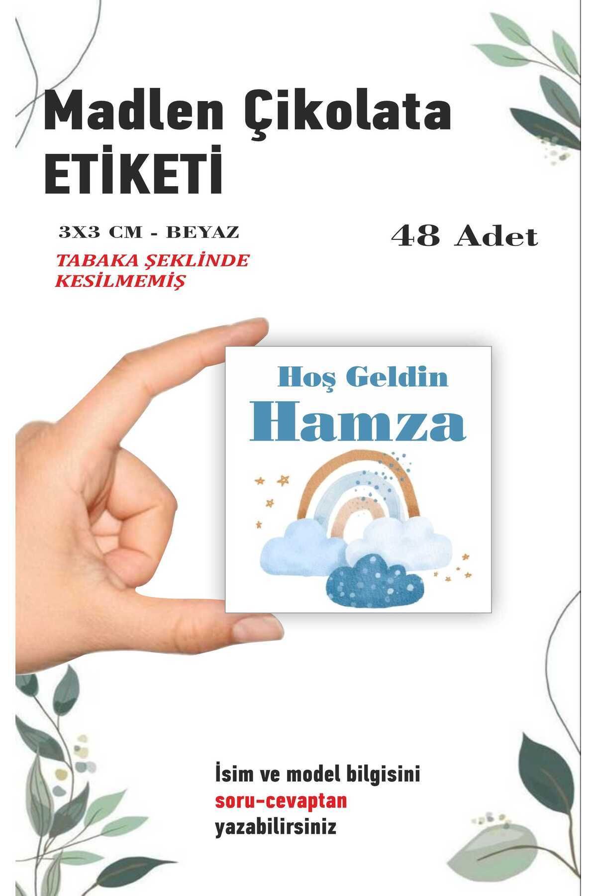 HEDİYE35 İsme Özel Doğum Günü Baby Shower Hoşgeldin Bebek Etiketi 48 Adet Etiket