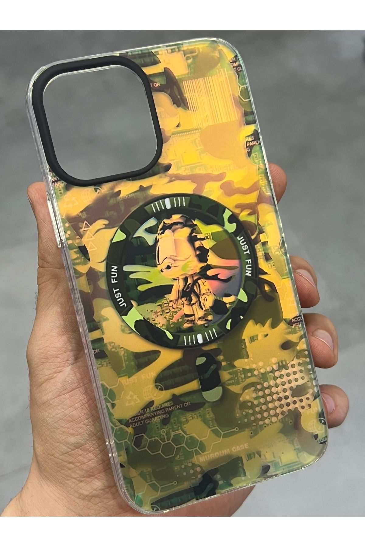 EDELFU iPhone 13 Pro Max için Hologram Magsafe Desenli Koruyucu Dayanıklı Mat Telefon Kılıfı