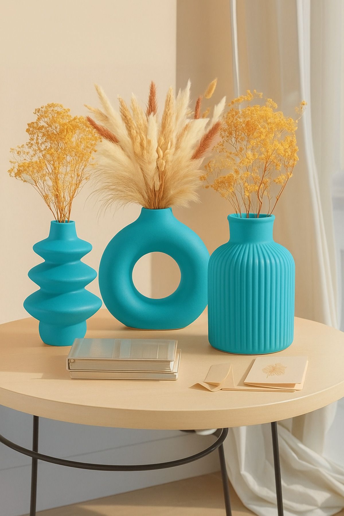 Omerella 3lü İskandinav Tarzı Bohem Vazo Hediyelik Pinterest Pampas Vazosu Set Vazo Dekoratif Eşya Turkuaz