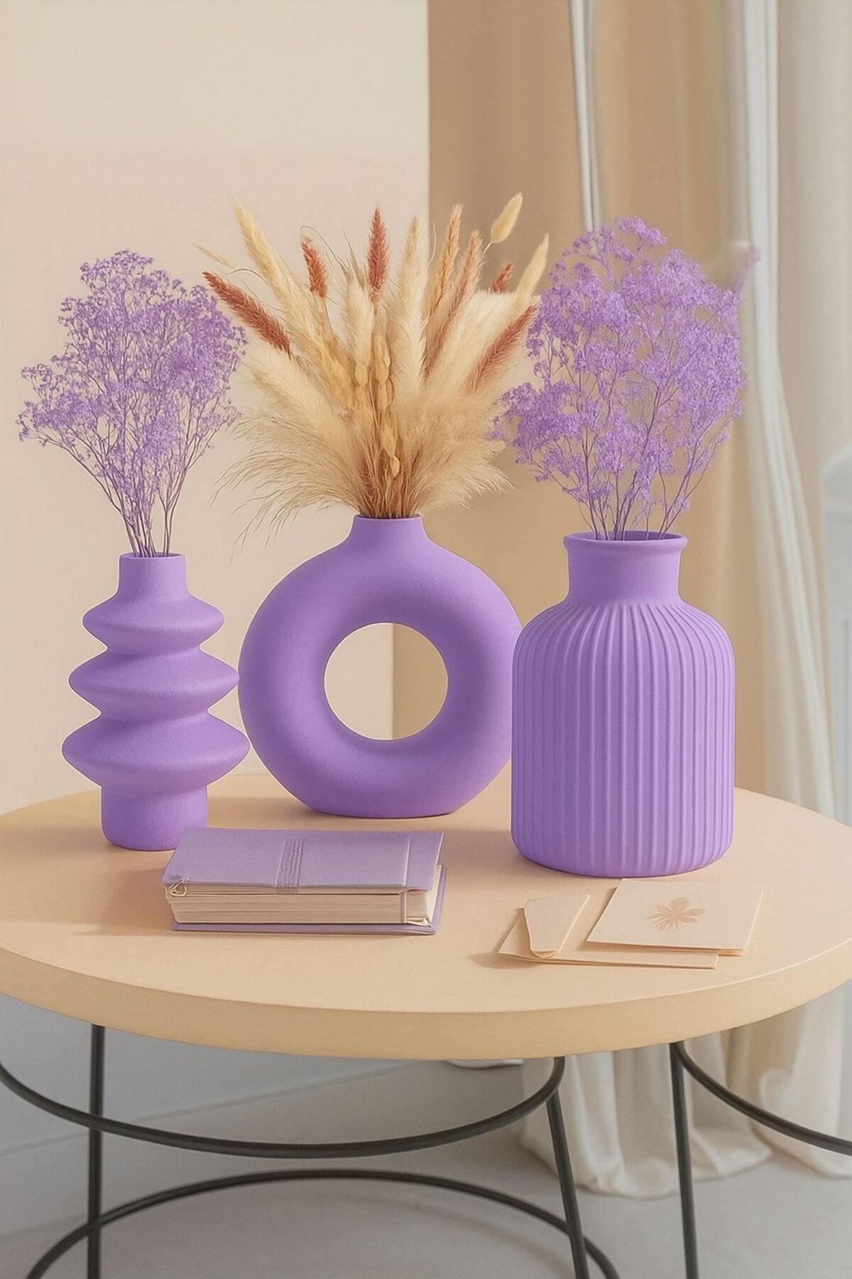 Omerella 3lü İskandinav Tarzı Bohem Vazo Hediyelik Pinterest Pampas Vazosu Set Vazo Dekoratif Eşya Lila