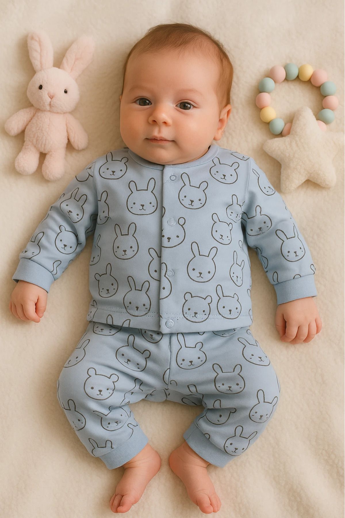 Çıldırıns Tavşanlar Baskılı 2’li Bebek Pijama Takım
