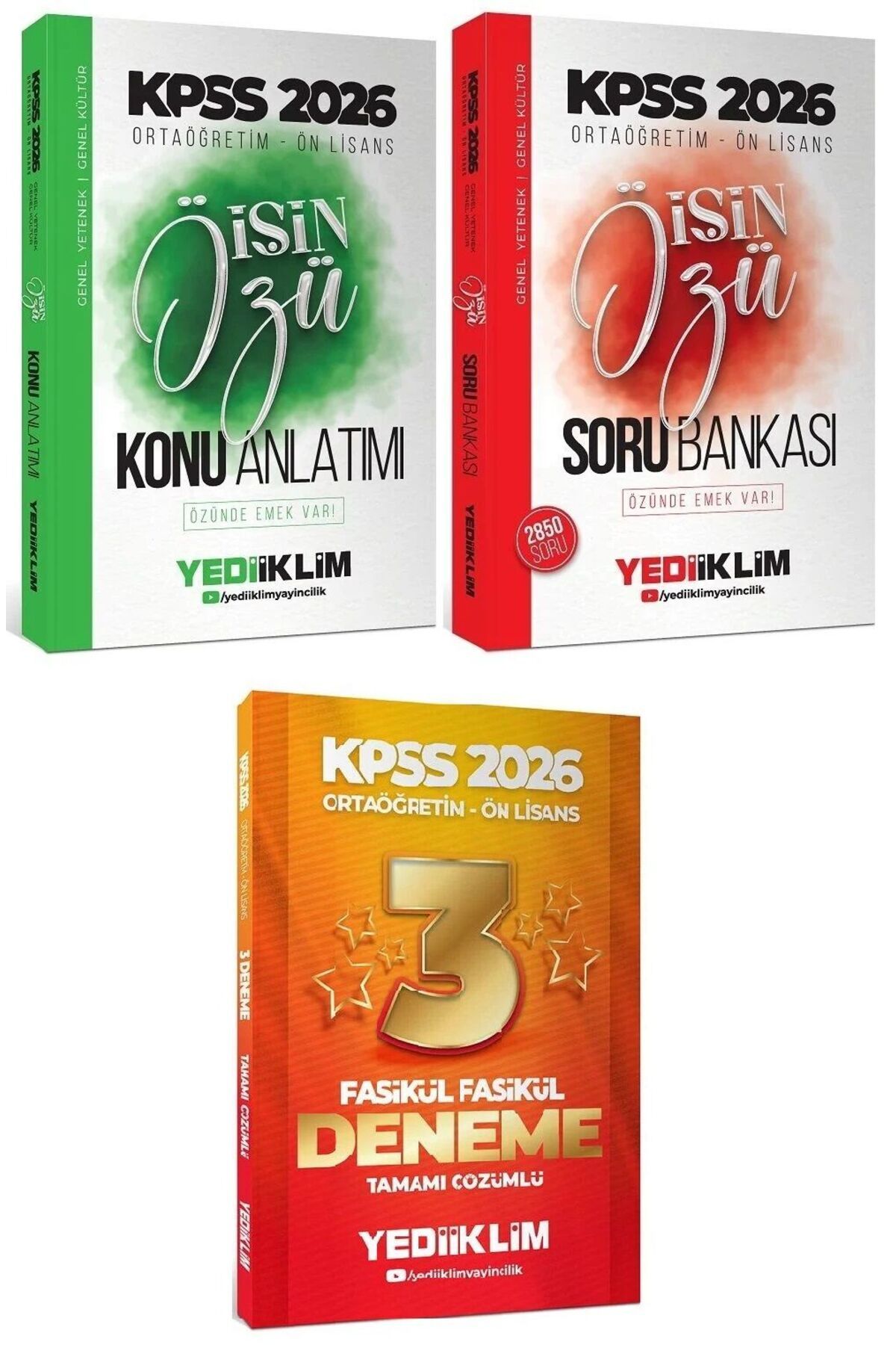 Makro Kitabevi Yayınları Yediiklim 2026 Baskı KPSS Lise Ön Lisans İşin Özü Konu + Soru + 3 Deneme 3 lü Set