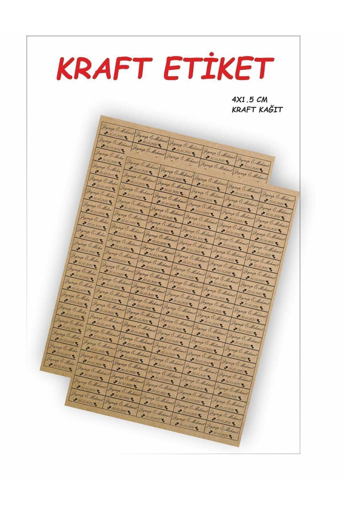 HEDİYE35 Kraft Kağıt Isim Etiketi 95 Adet Söz- Nişan -nikah - Kına - Sünnet - Bebek Etiketi 4x1.5 Cm