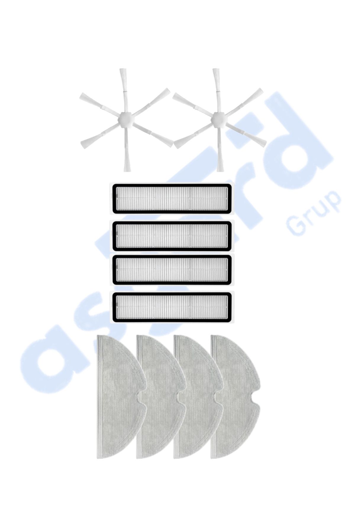 Asgard Grup Dreame D9,D9 Max,L10 Pro,D9 Pro Uyumlu 2 Yan Fırça 4 Filtre 4 Mop