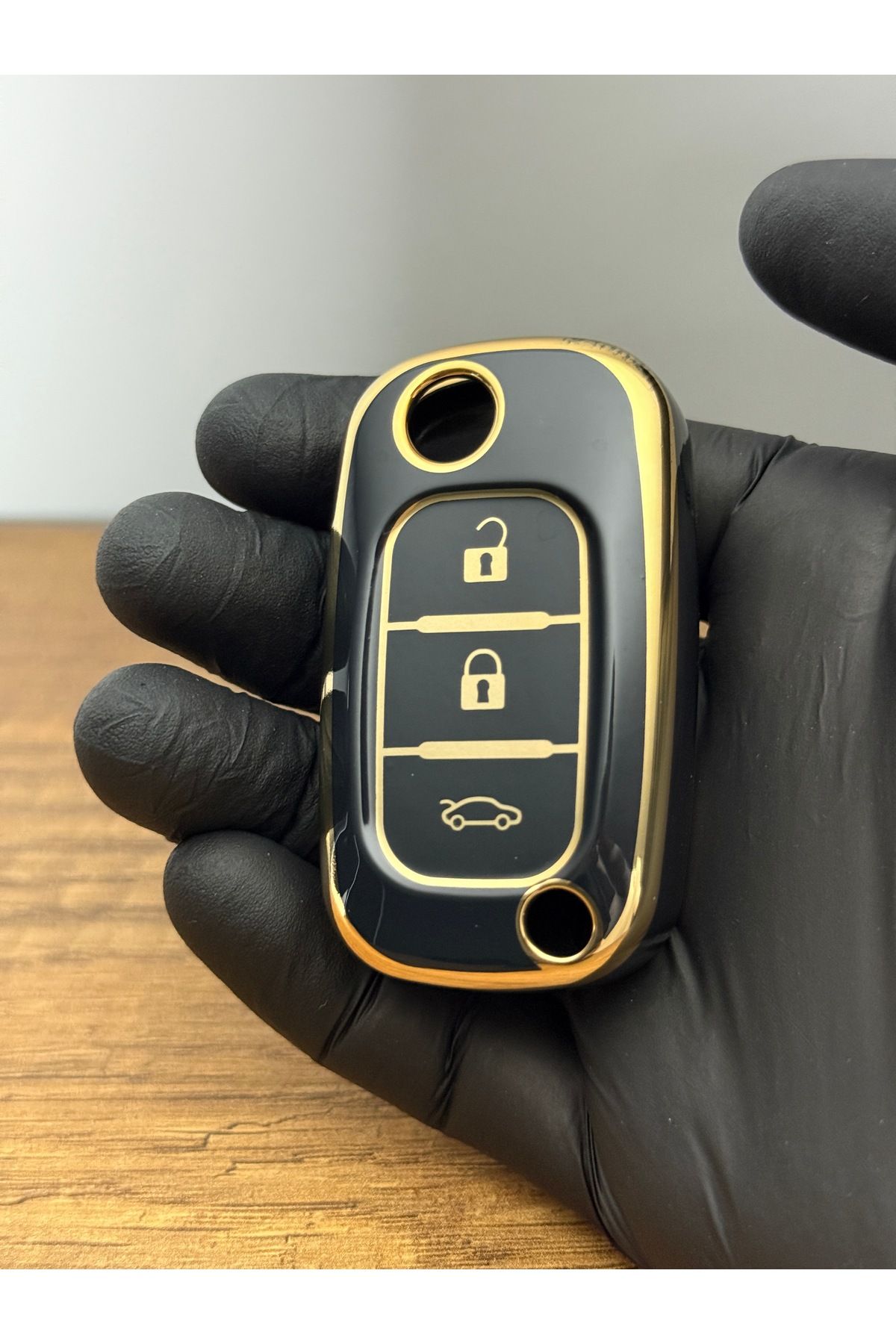 Mavi Keys Renault Fluence uyumlu Sustalı 3 Buton Koruma Anahtar Kumanda Silikon Nano Kılıf Siyah Renk