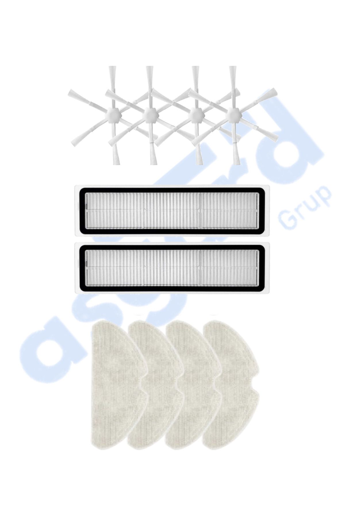 Asgard Grup Dreame D10S, D10S PRO, D9 MAX GEN2 Uyumlu 4 Yan Fırça 2 Filtre 4 Mop