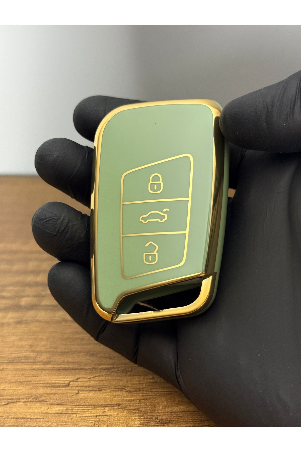 Mavi Keys Volkswagen Passat Skoda Oktavia Superb Seat Smart 3 Düğmeli Silikon Anahtar Koruma Kılıfı Yeşil Renk
