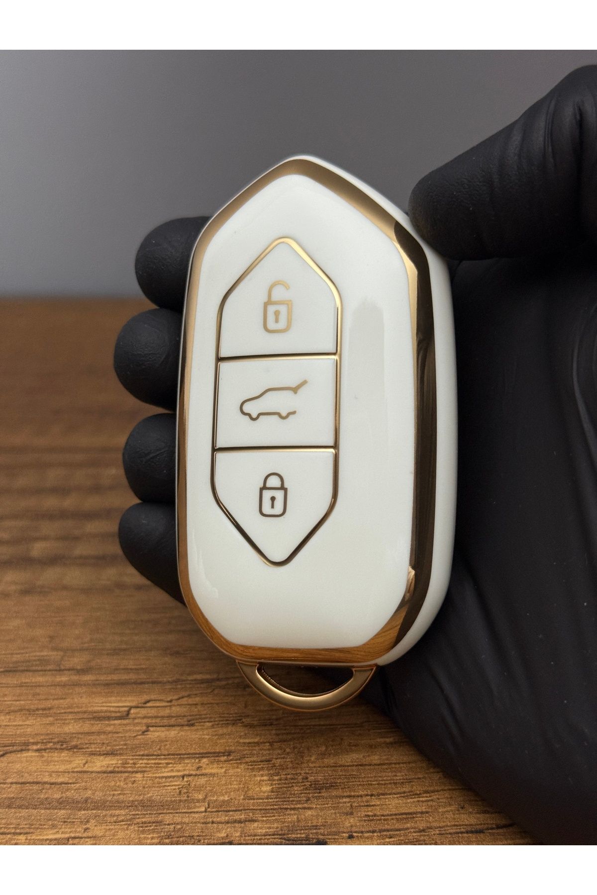 Mavi Keys Togg T10X Smart Uyumlu 3 Düğmeli Silikon Anahtar Kumanda Koruma Kılıfı – Beyaz Renk
