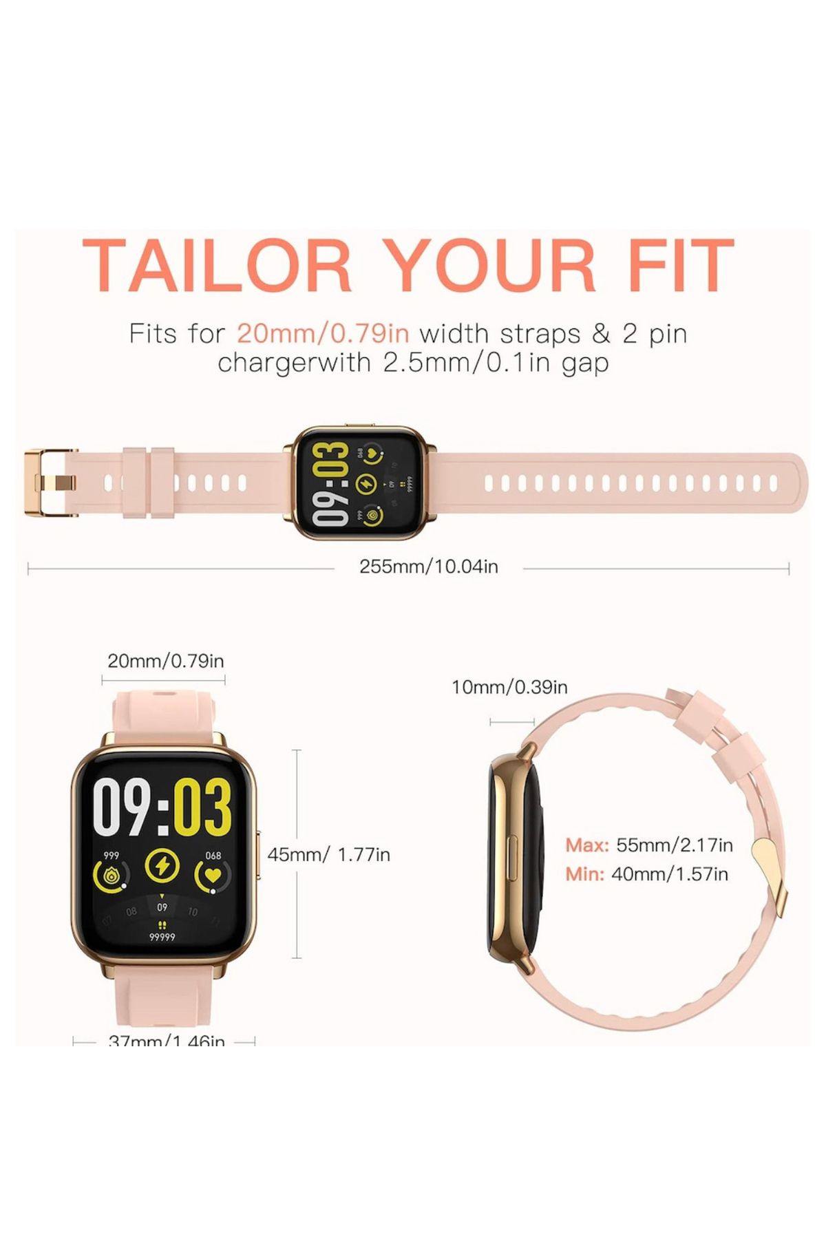 ROHS-® Ceas inteligent de fitness 2 în 1, monitorizare a somnului, activitate fizică, monitorizare a ritmului cardiac 12