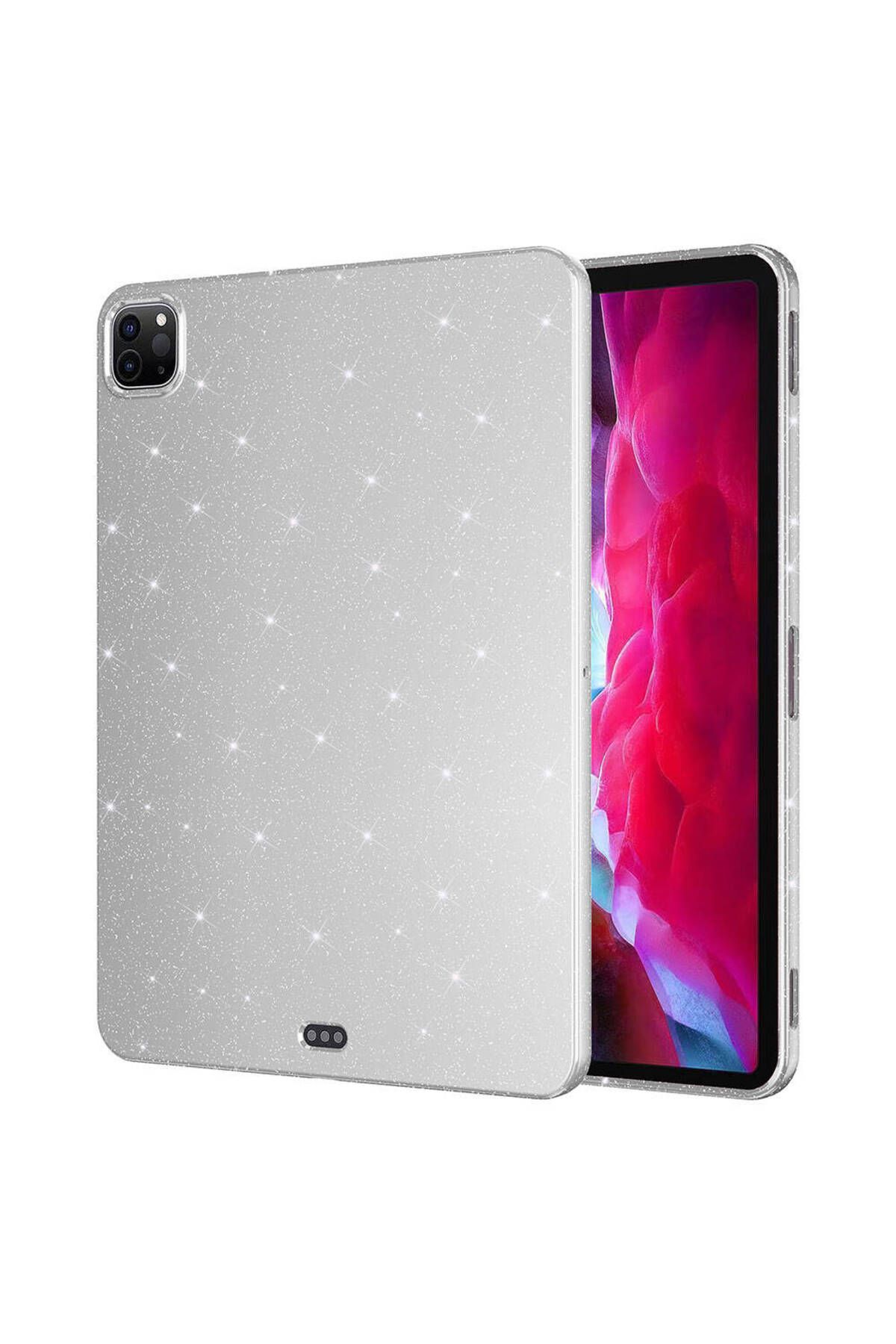 Teknodur iPad Pro 11 2018 Simli Parlak Görünümlü Uyumlu TKDR Tablet Koton Kılıf-Gümüş