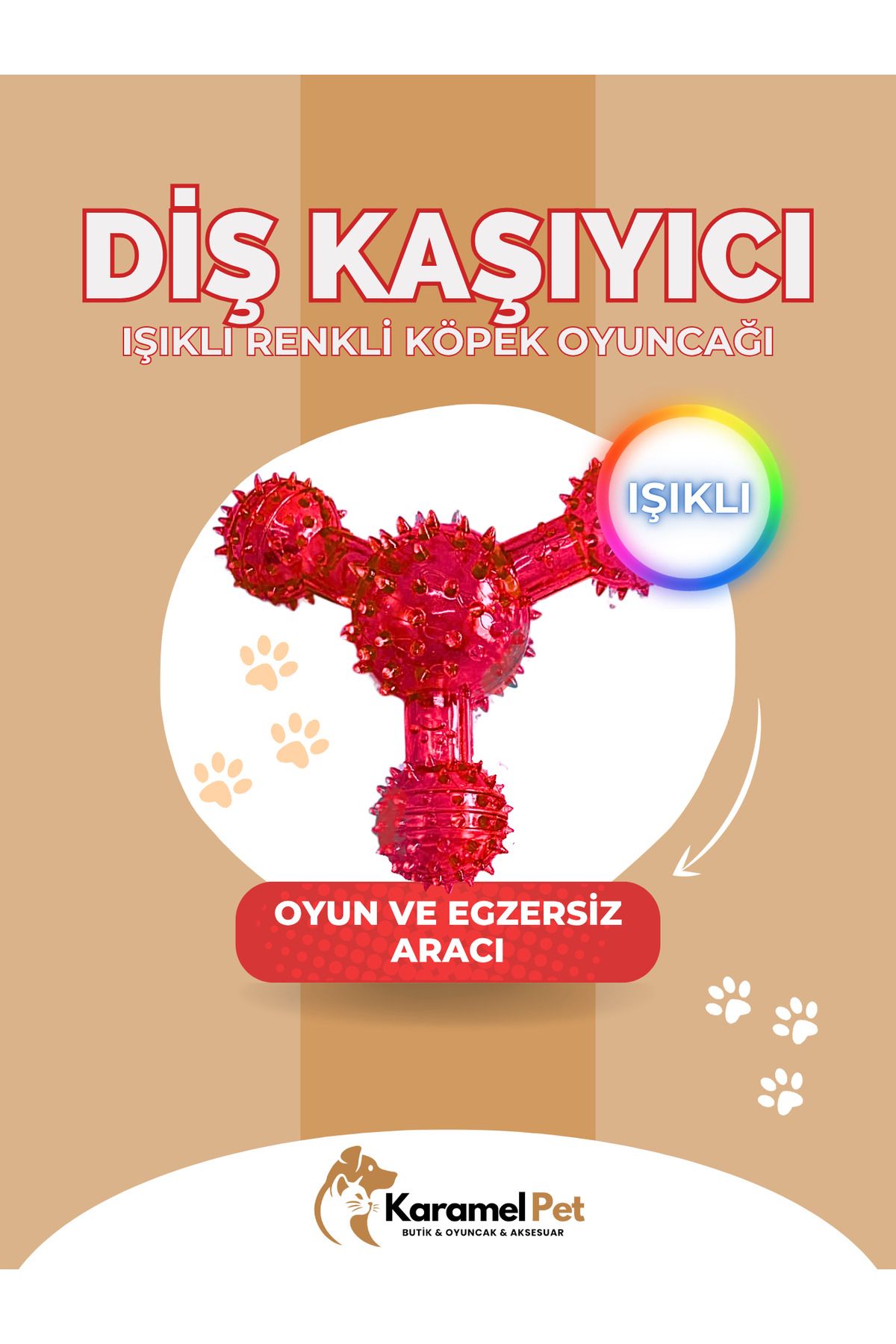 Cans Işıklı Renkli Köpek Oyuncağı – Diş Kaşıyıcı ve Eğlenceli Top – Dayanıklı Tasarım
