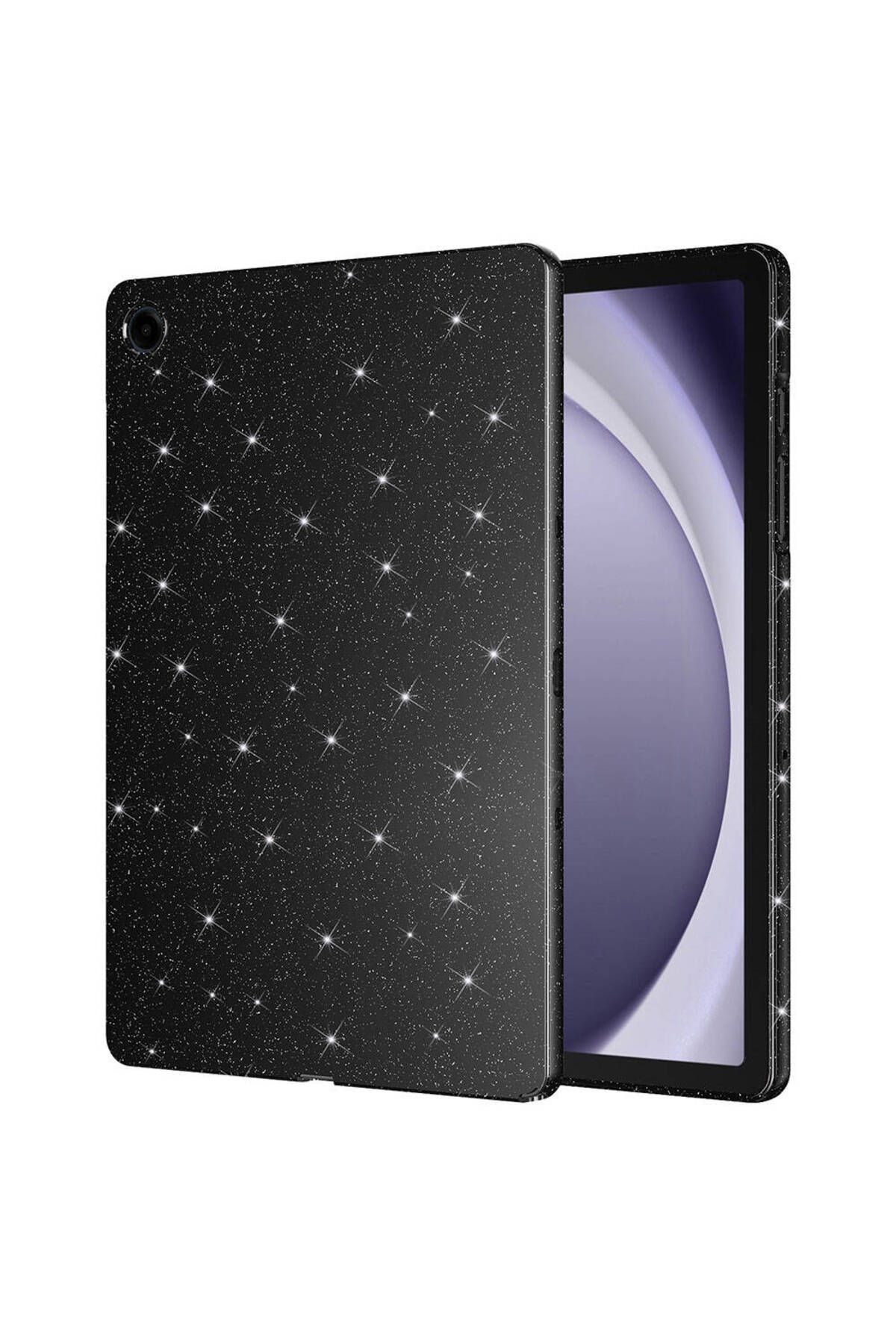 Teknodur Galaxy Tab A9 Plus Simli Parlak Görünümlü Uyumlu TKDR Tablet Koton Kılıf-Siyah