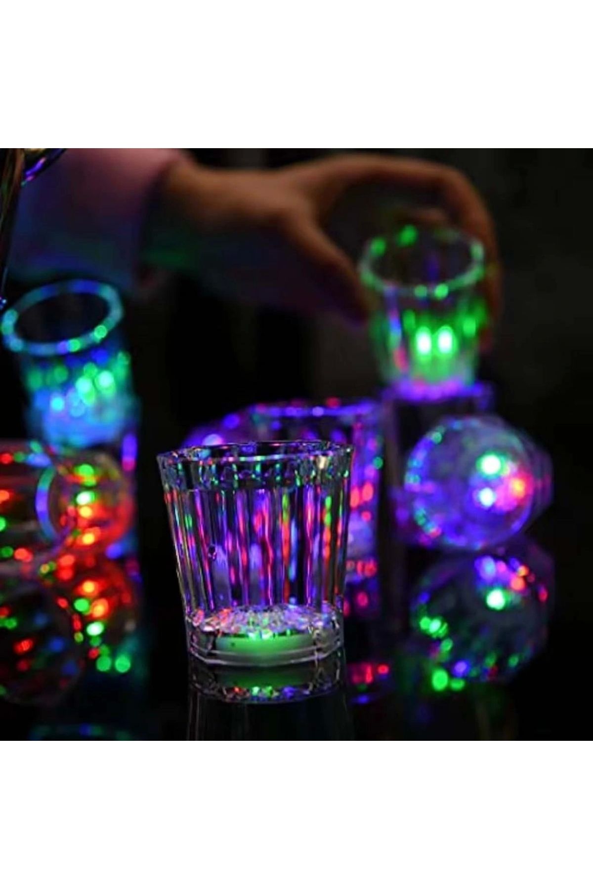 OurStyles LED Işıklı Eğlence Bardakları - 3 Modlu Renk Değiştiren Bardak 12 Adet
