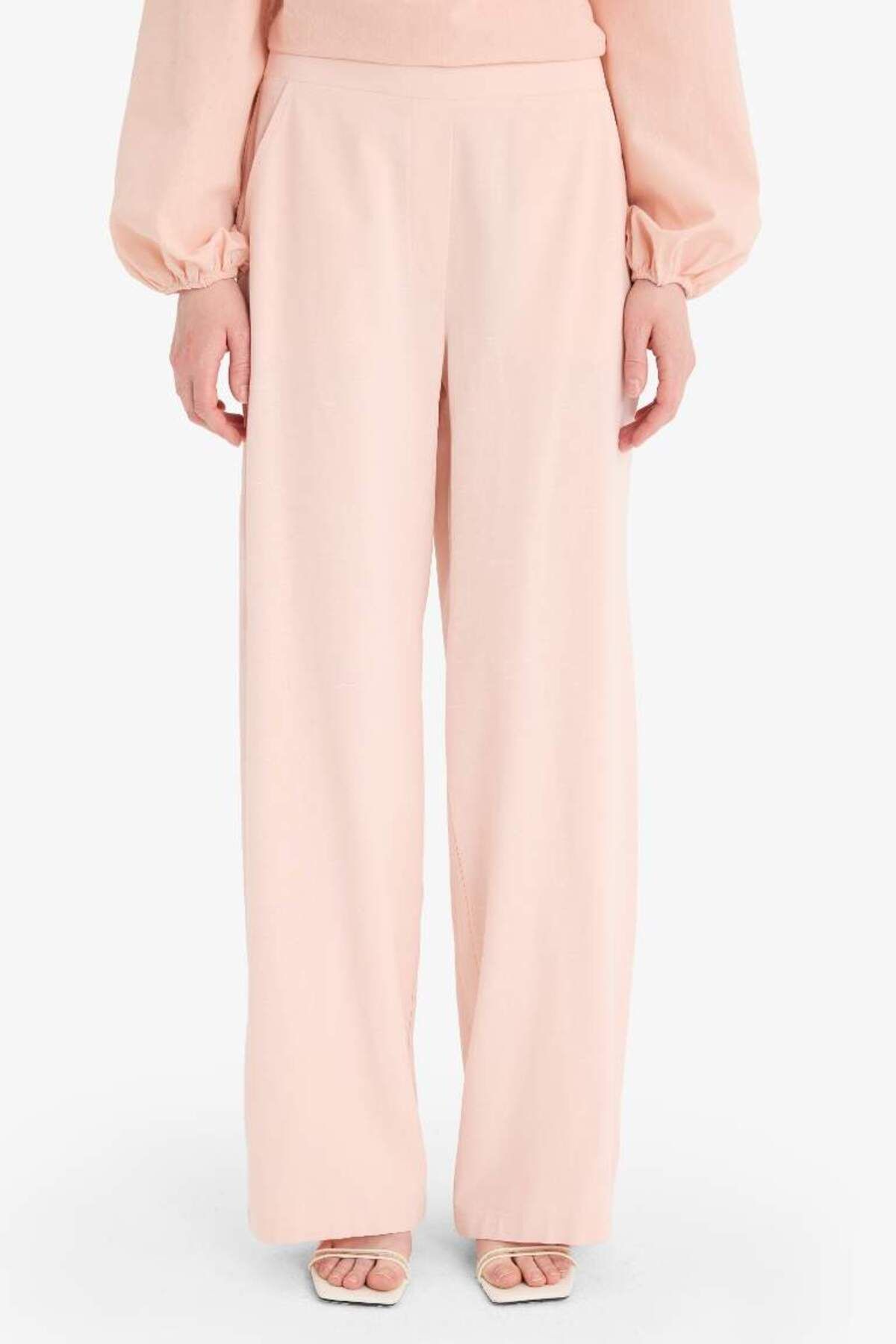 DeFacto Yeni Sezon Wide Leg Keten Karışımlı Geniş Paça Pantolon
