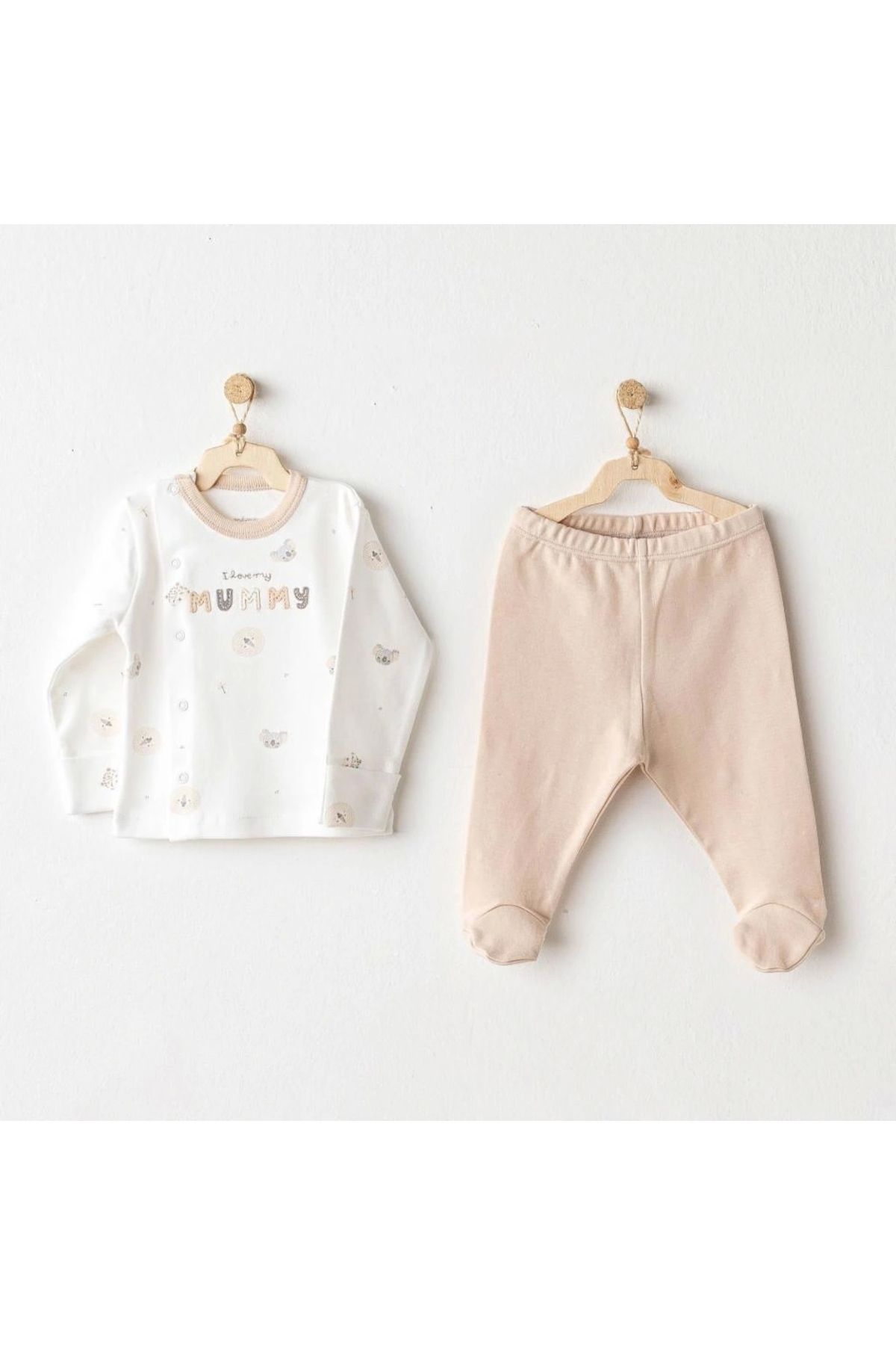 OurStyles Andywawa AC25849 Happy Animals 2'Li Zıbın Set Beige