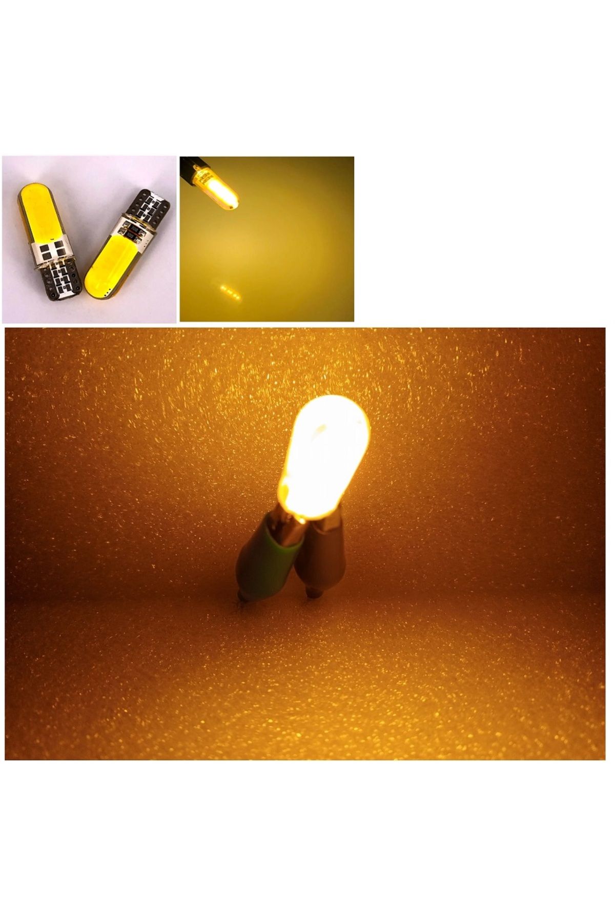orco ( 4 X ADET ) 1 SET PROFESSIONAL T10 LED AMBER T10 LED DİPSİZ AMPUL 12 SMD CHIP SERİ AMBER