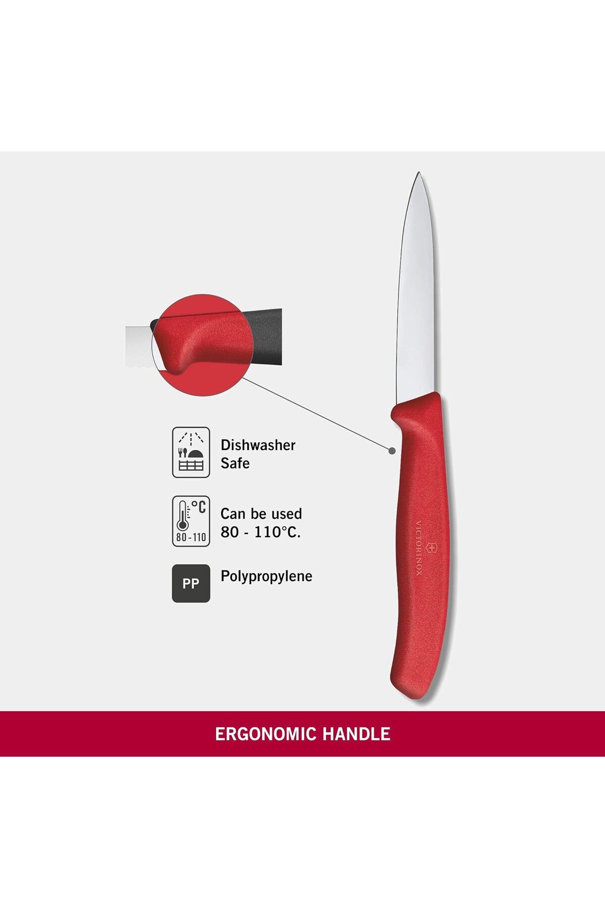Victorinox-Victorinox 6.7601 Swiss Classic Paring 3¼"" Straight Spear Point Blade 5/8"" Width at Handle Red 3