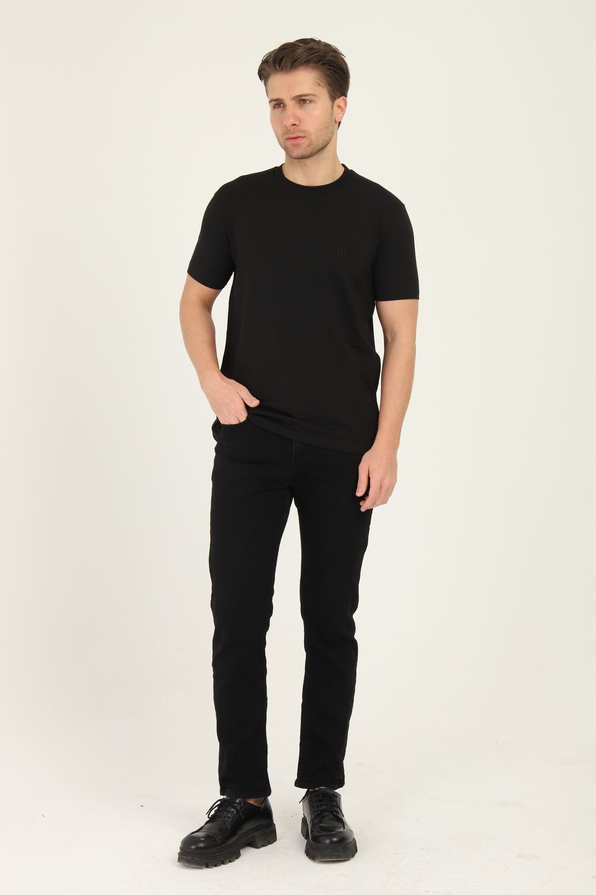 Mavi Soles Erkek Düz Bisiklet Yaka Esnep Pamuklu T-Shirt