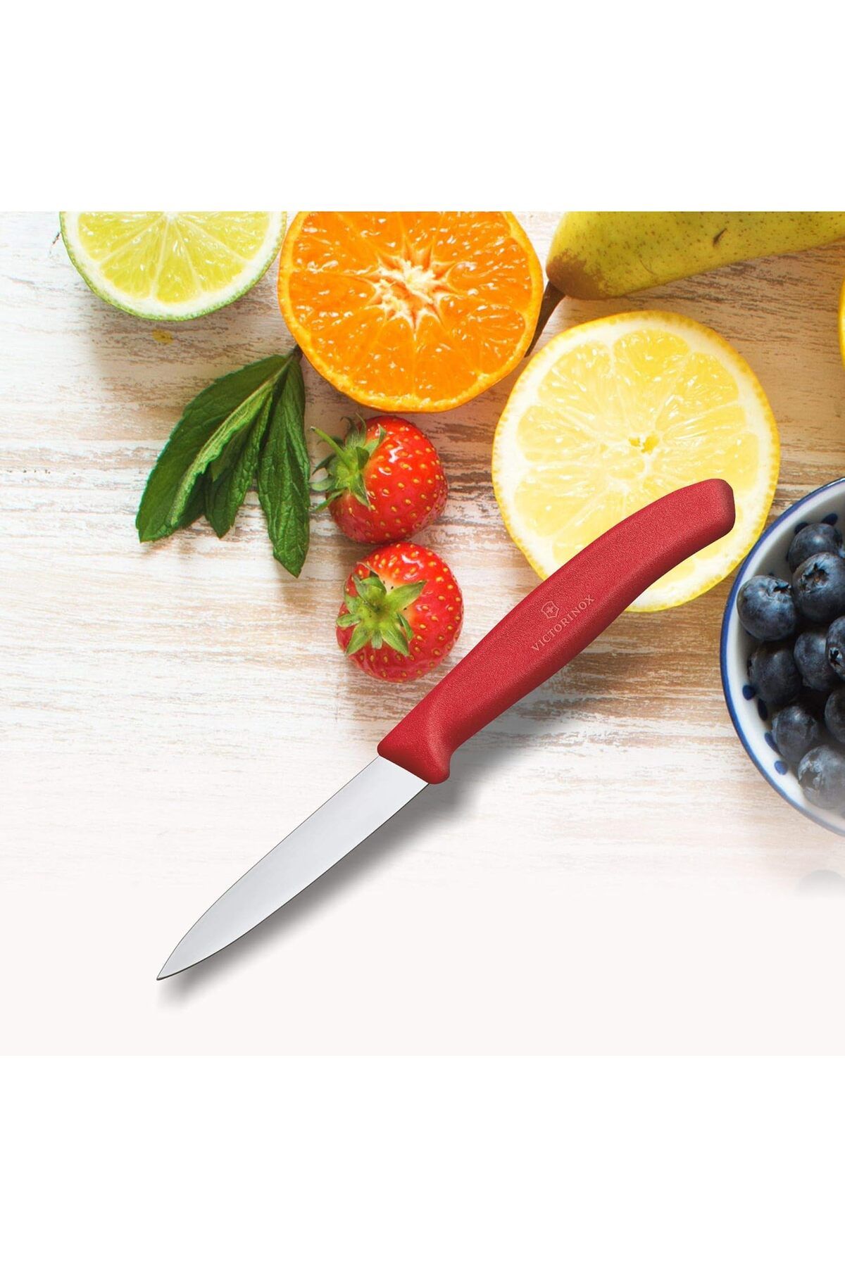 Victorinox-Victorinox 6.7601 Swiss Classic Paring 3¼"" Straight Spear Point Blade 5/8"" Width at Handle Red 6