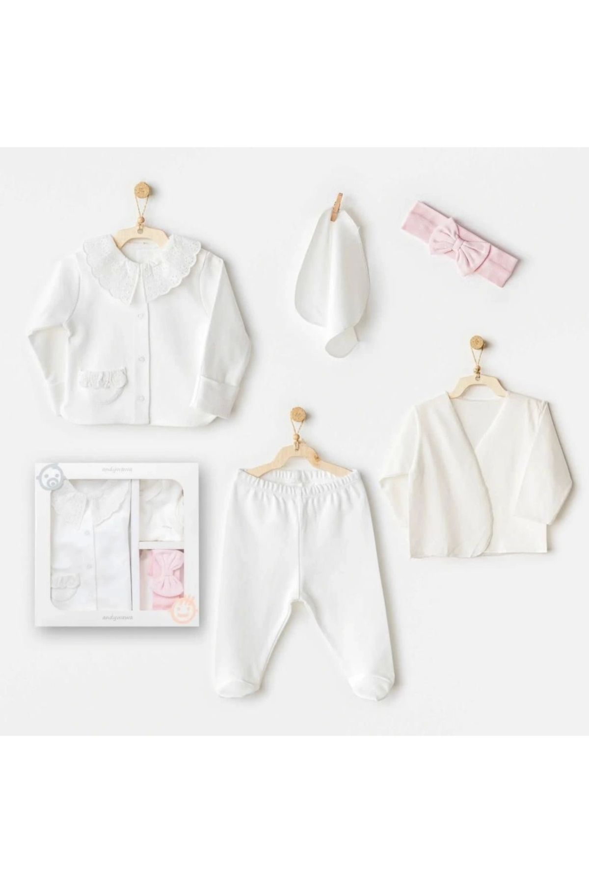 OurStyles Andywawa AC25650 Cuddly Bunny Bear 5'Li Hastane Çıkışı Ecru Pink