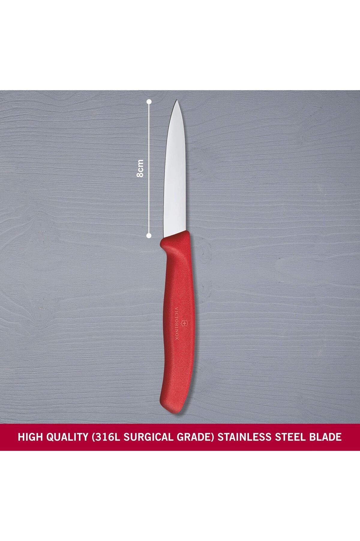 Victorinox-Victorinox 6.7601 Swiss Classic Paring 3¼"" Straight Spear Point Blade 5/8"" Width at Handle Red 2