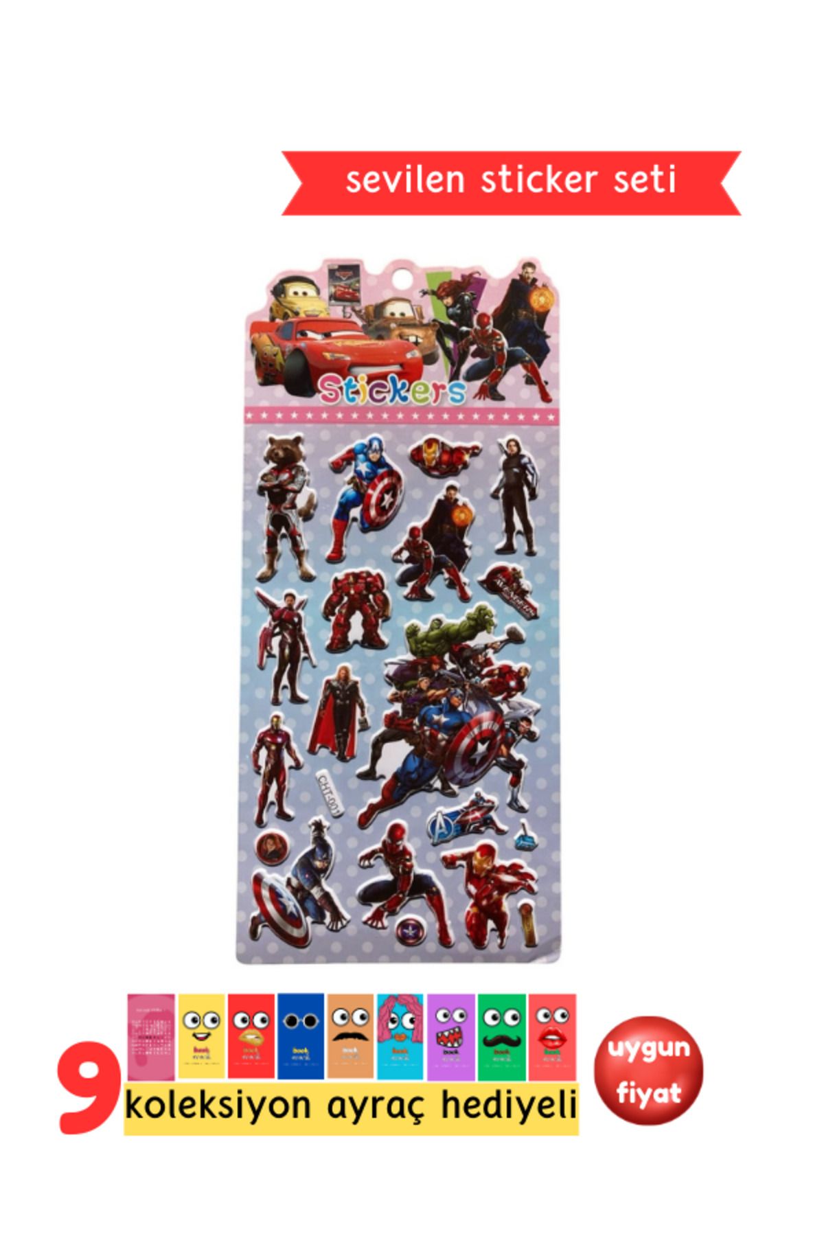 Pembe Pasaj Marvel Sticker - Erkek Çocuklar İçin Kabartmalı Sticker Etiket
