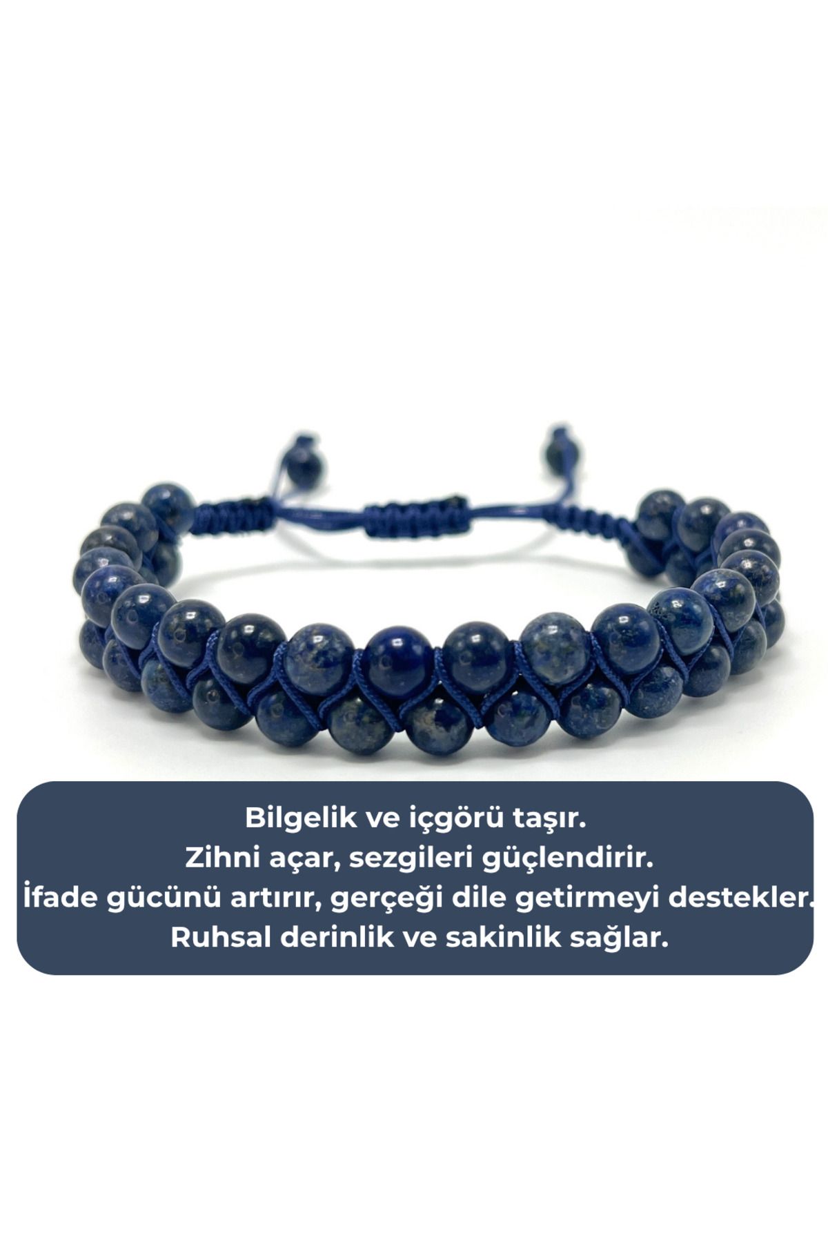YILDIZ DOĞAL TAŞ SERTİFİKALI Lapis Lazuli Çift Sıra Doğal Taş Makrome Bileklik Ayarlanabilir Ölçü