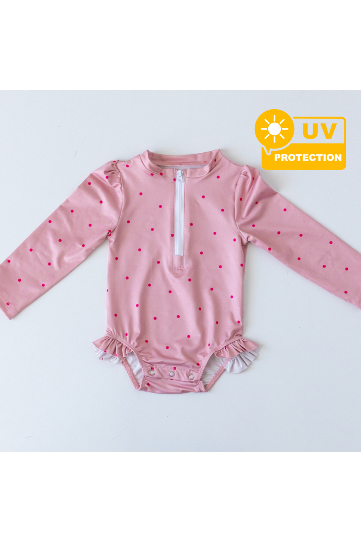 Mama Yoyo Baby Kids Önden Fermuarlı - Alttan Çıtçıtlı Mayo Mini Puantiye fotoğrafı 3 (önizleme)