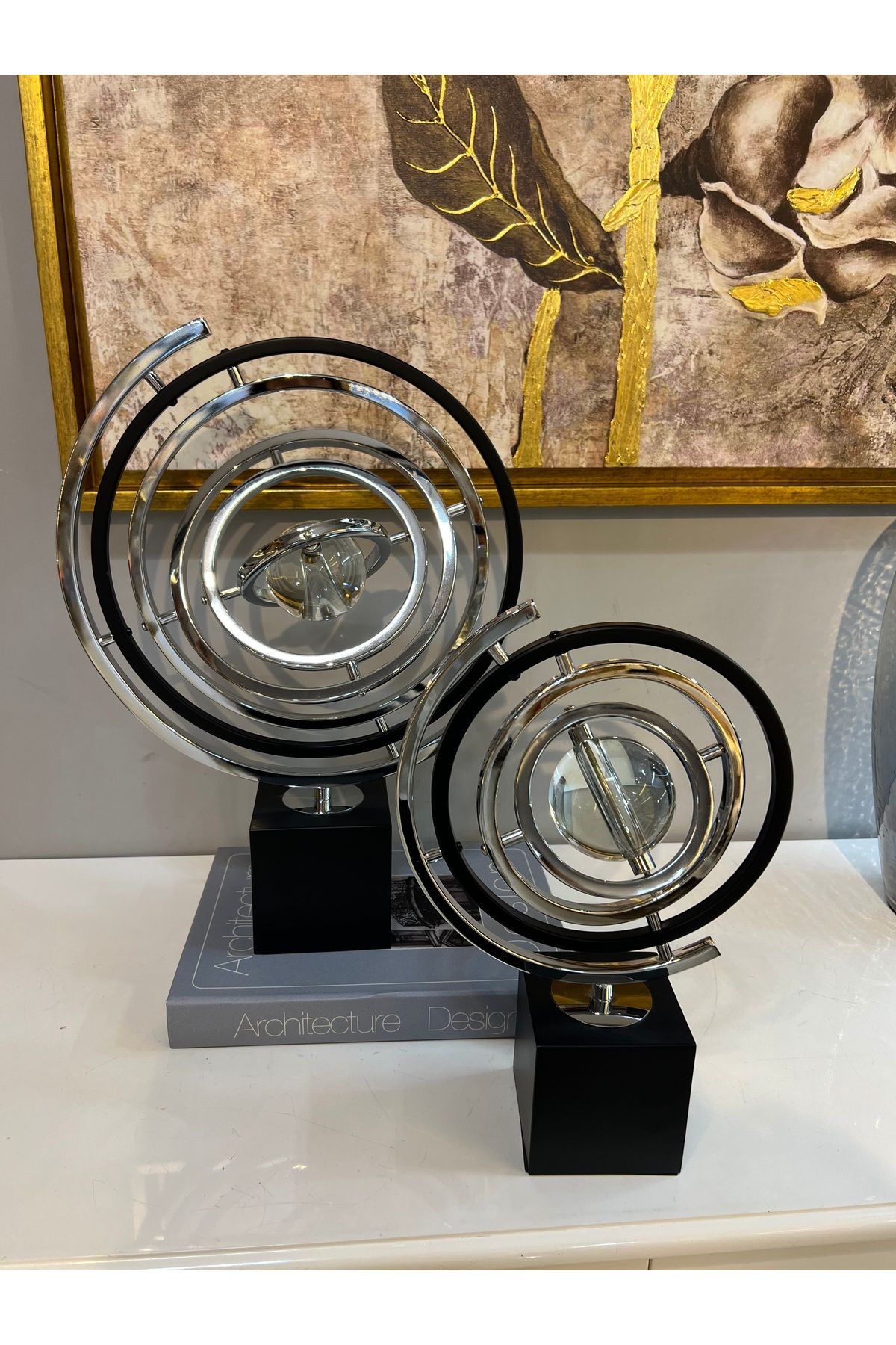 ece home aksesuar 2 li metal soyut obje dekor