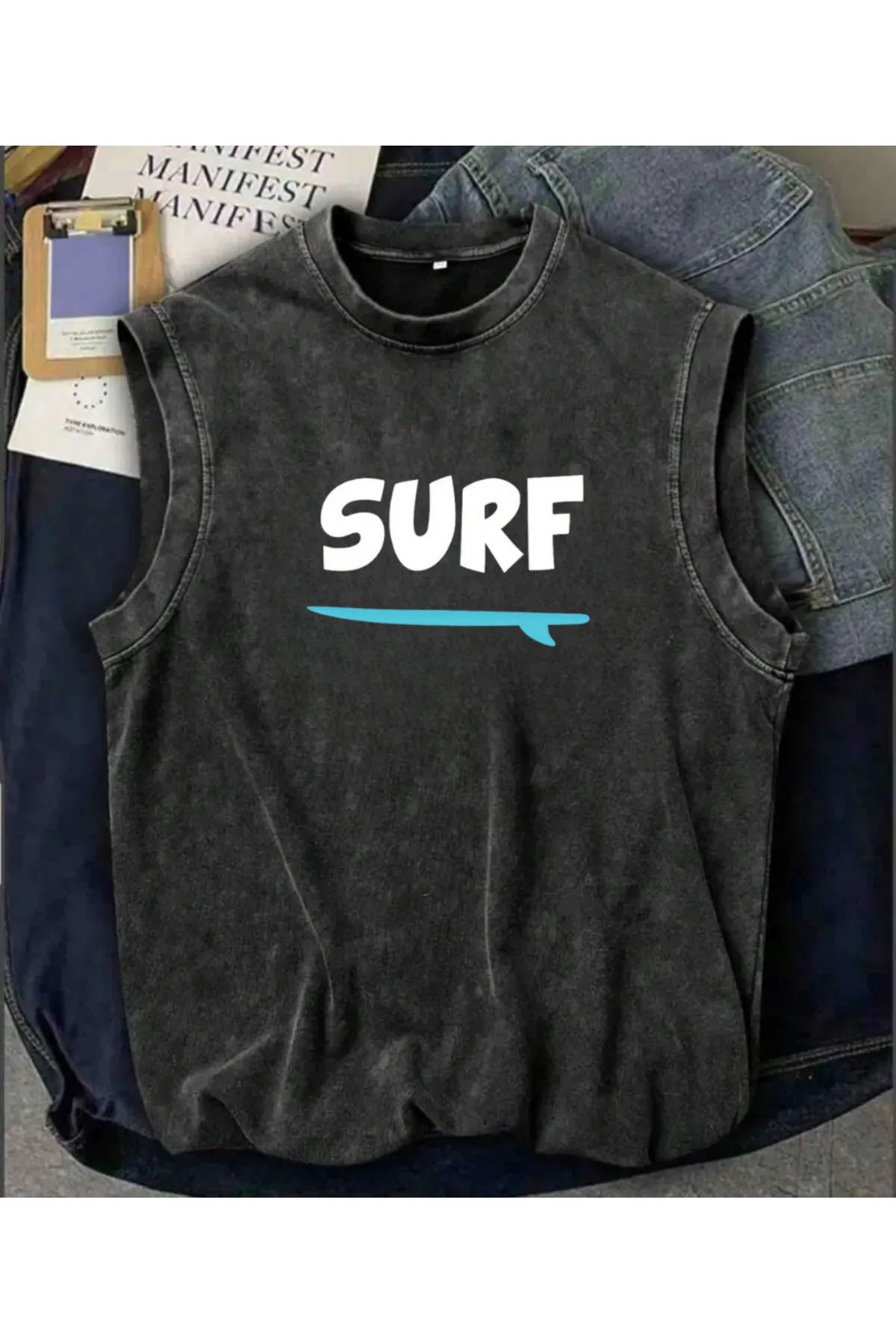1blood Line Surf Atlet Bisiklet Yaka Yıkamalı Vintage Unisex Oversize T-Shirt