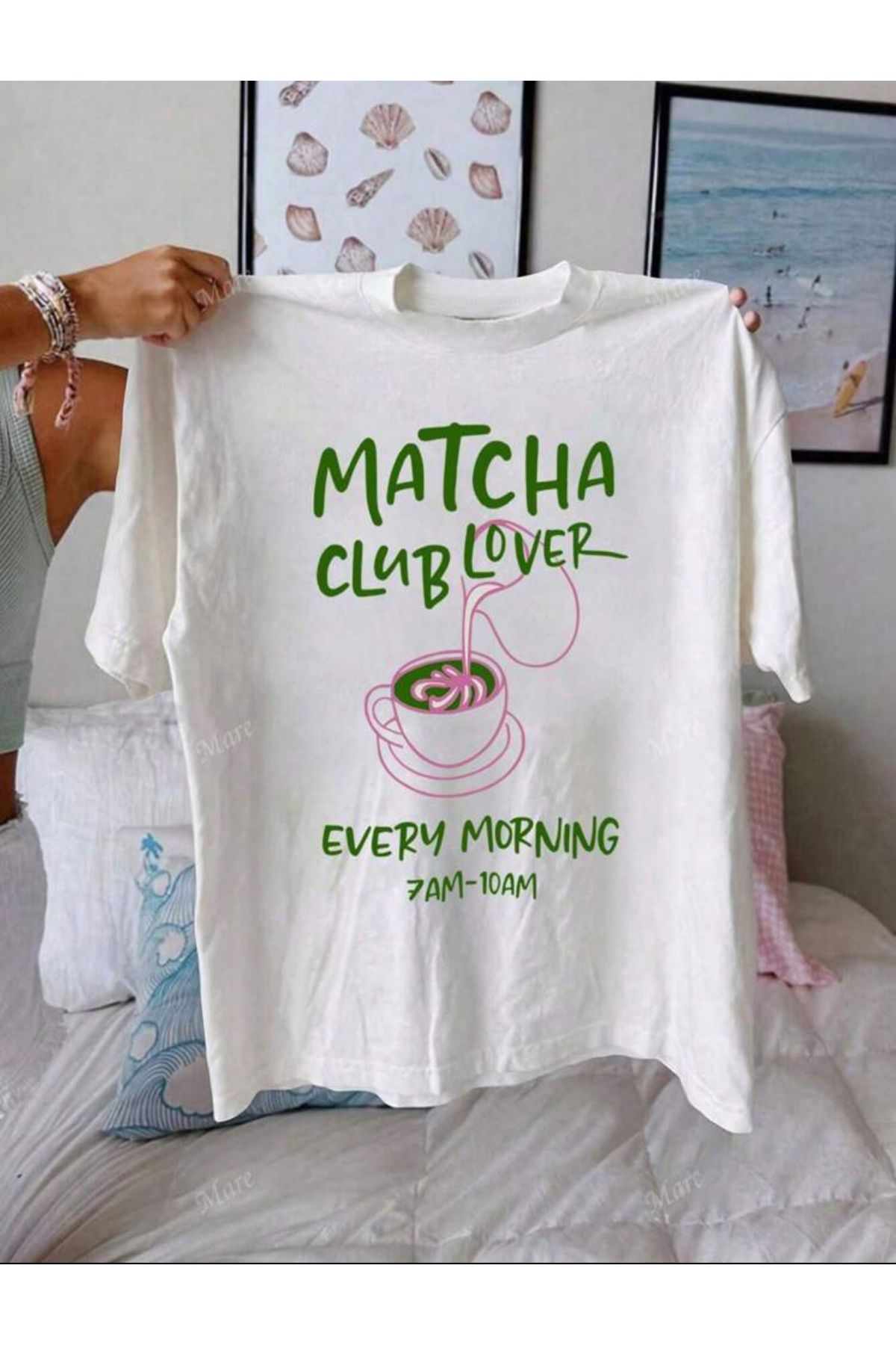 TRENDPUNKY MATCHA CLUB LOVER Baskılı Y2K Oversize T-shirt