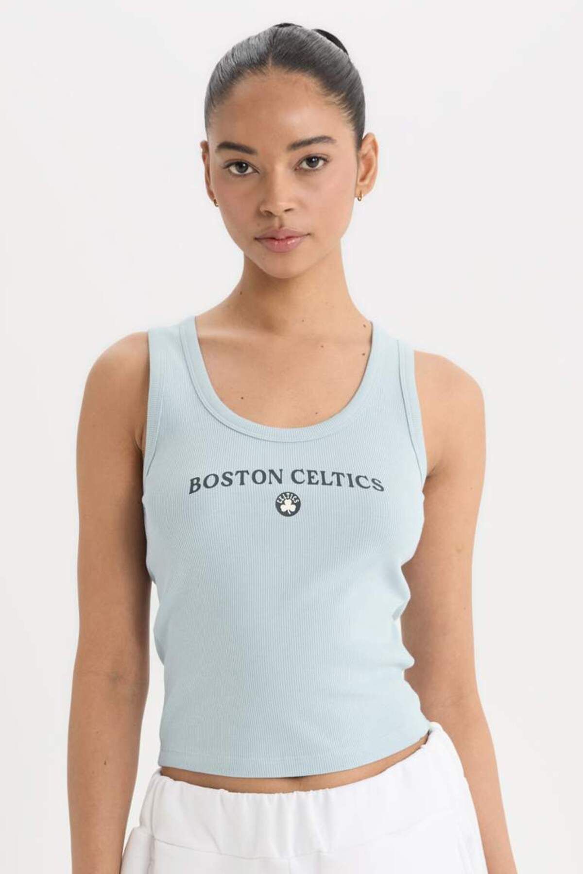 DeFacto Yeni Sezon DeFactoFit NBA Boston Celtics Slim Fit Bisiklet Yaka Fitilli Kaşkorse Atlet