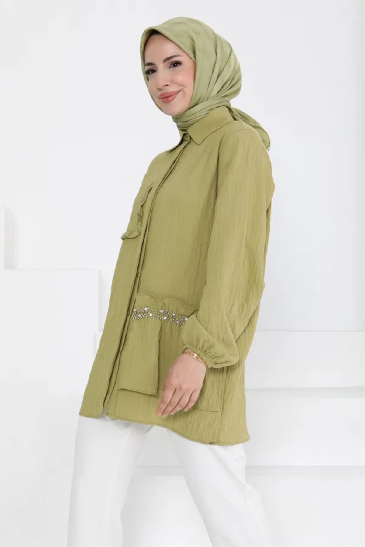 Butik Cep Taş Detaylı Tunik